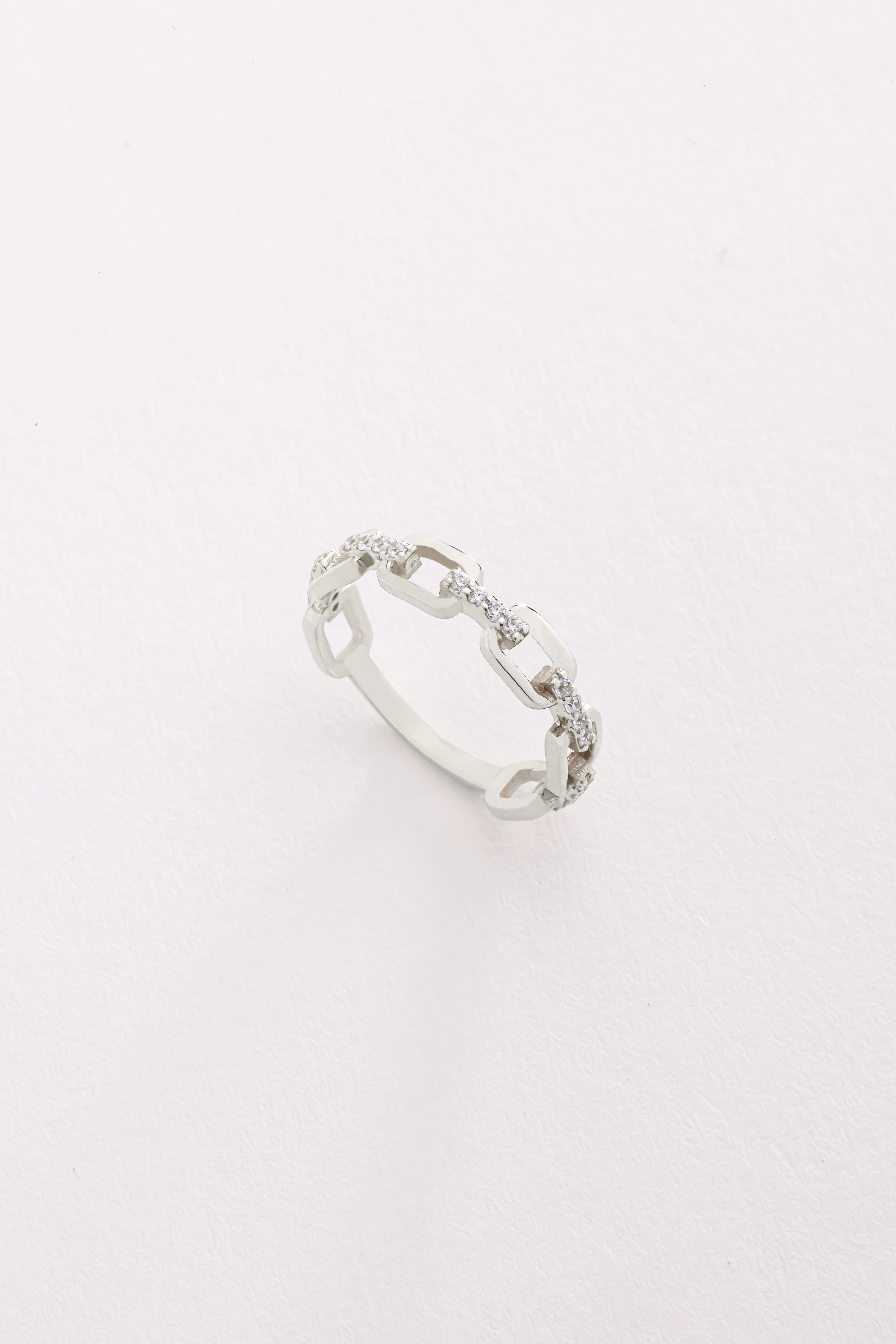 14k Gold Diamond Chain Link Band