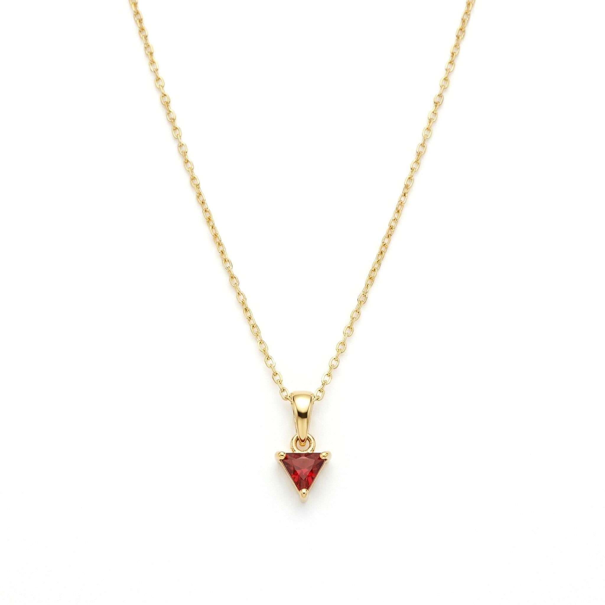 14K Gold Trillion Cut Garnet Necklace