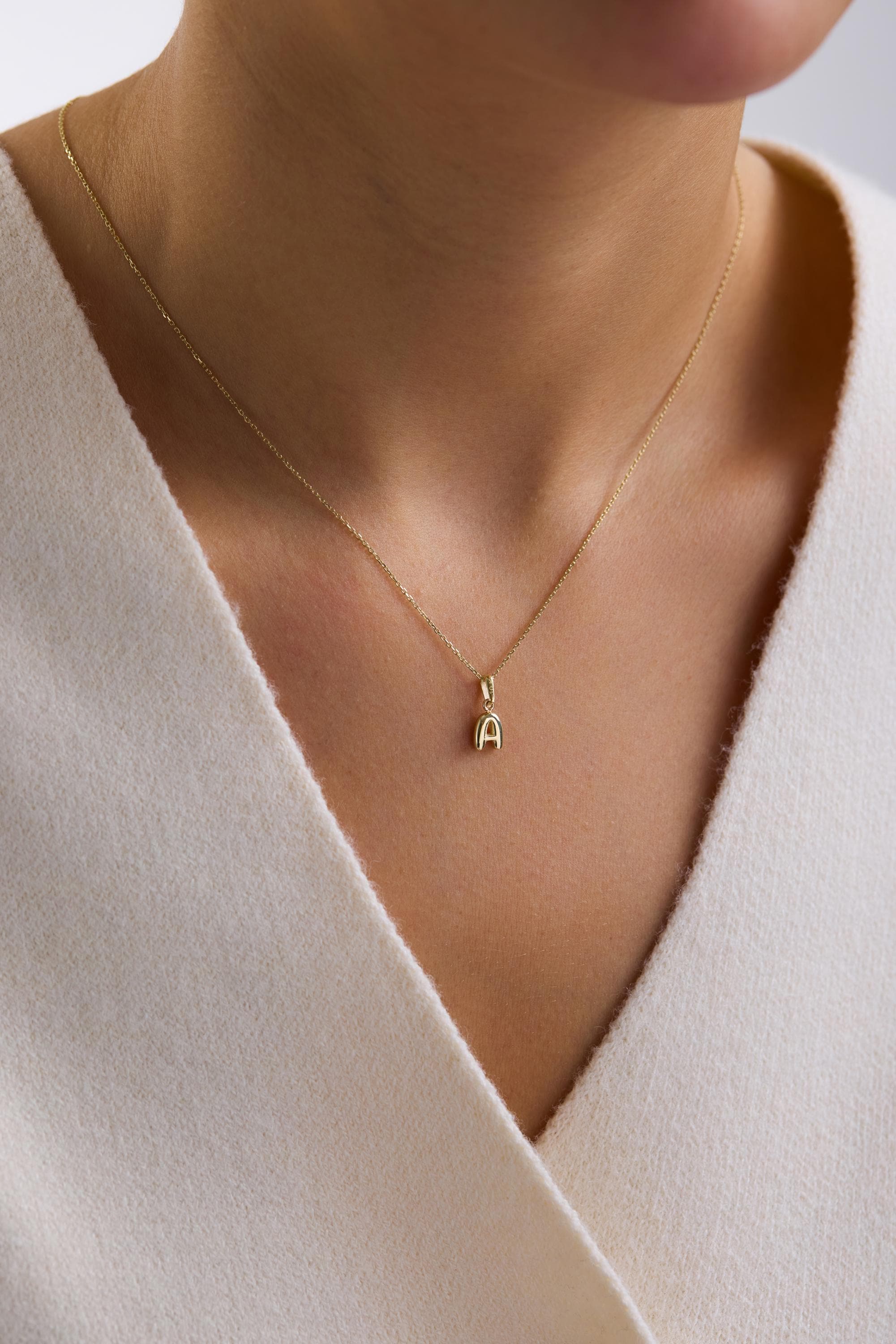 14K Gold Minimal Initial Necklace