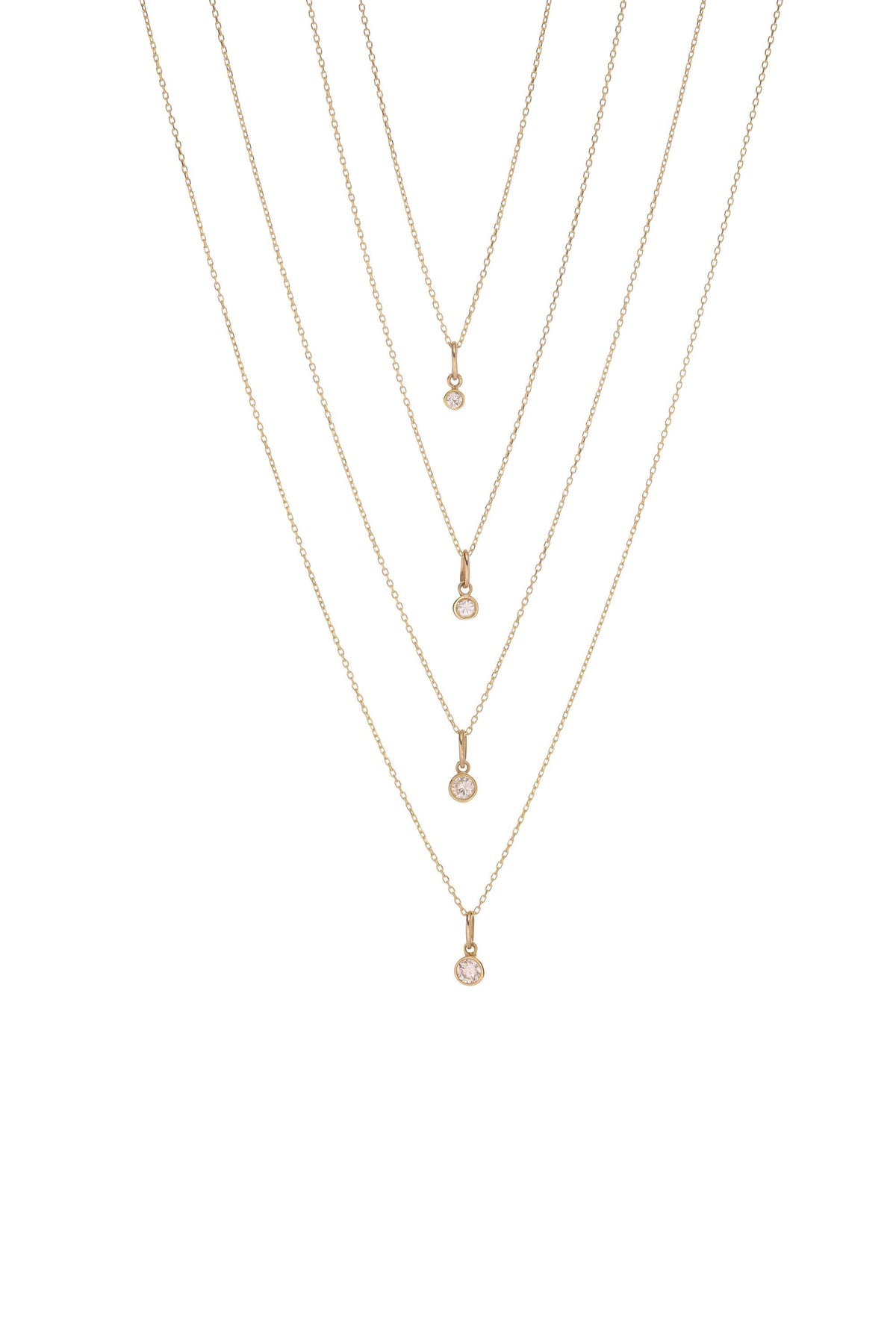 14K Solid Gold Solitaire Bezel Diamond Necklace