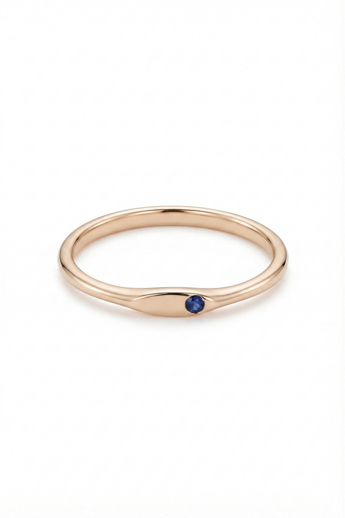14K Gold Dainty Sapphire Marquise Bar Ring