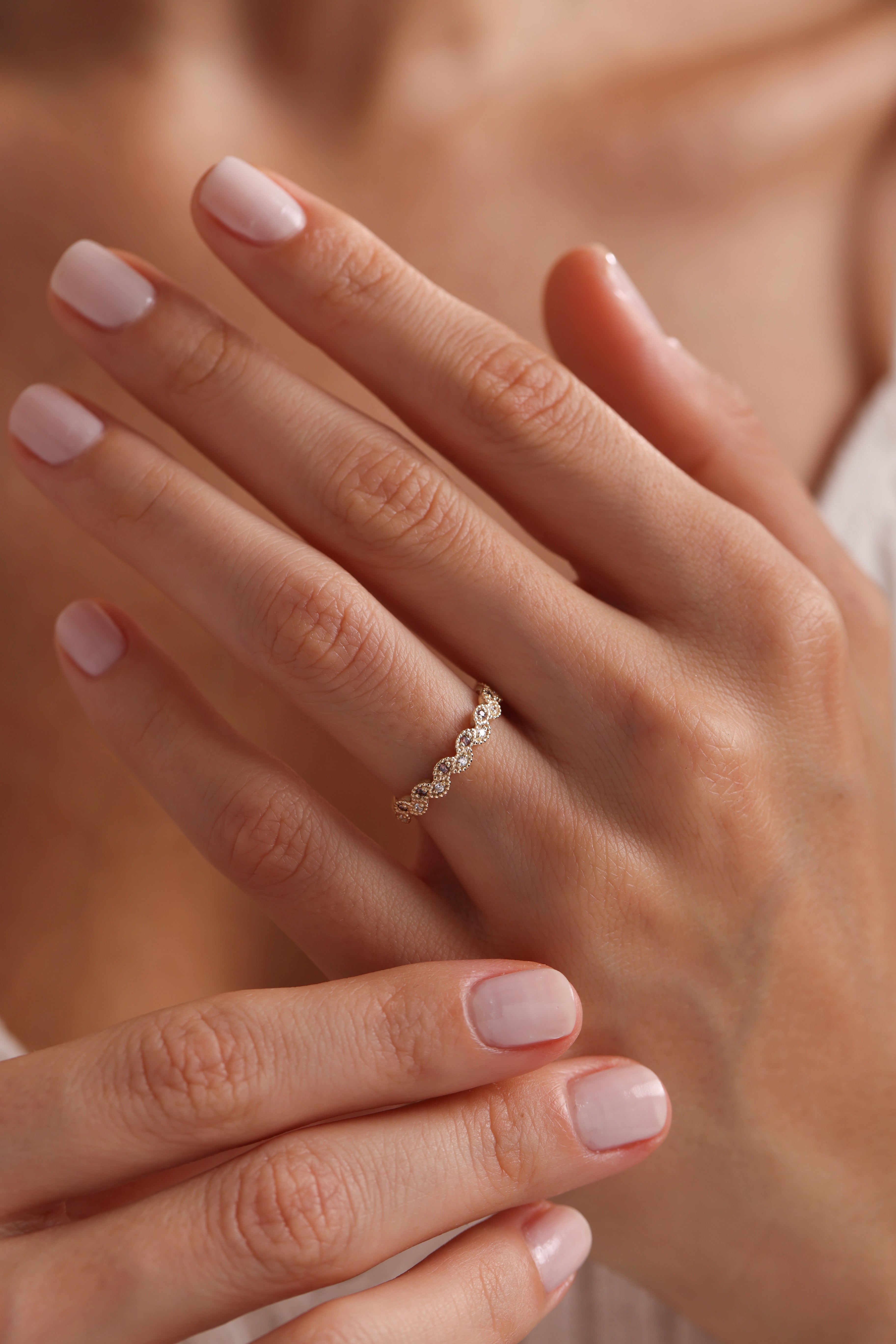 14k Gold Brown Diamond Marquise Band