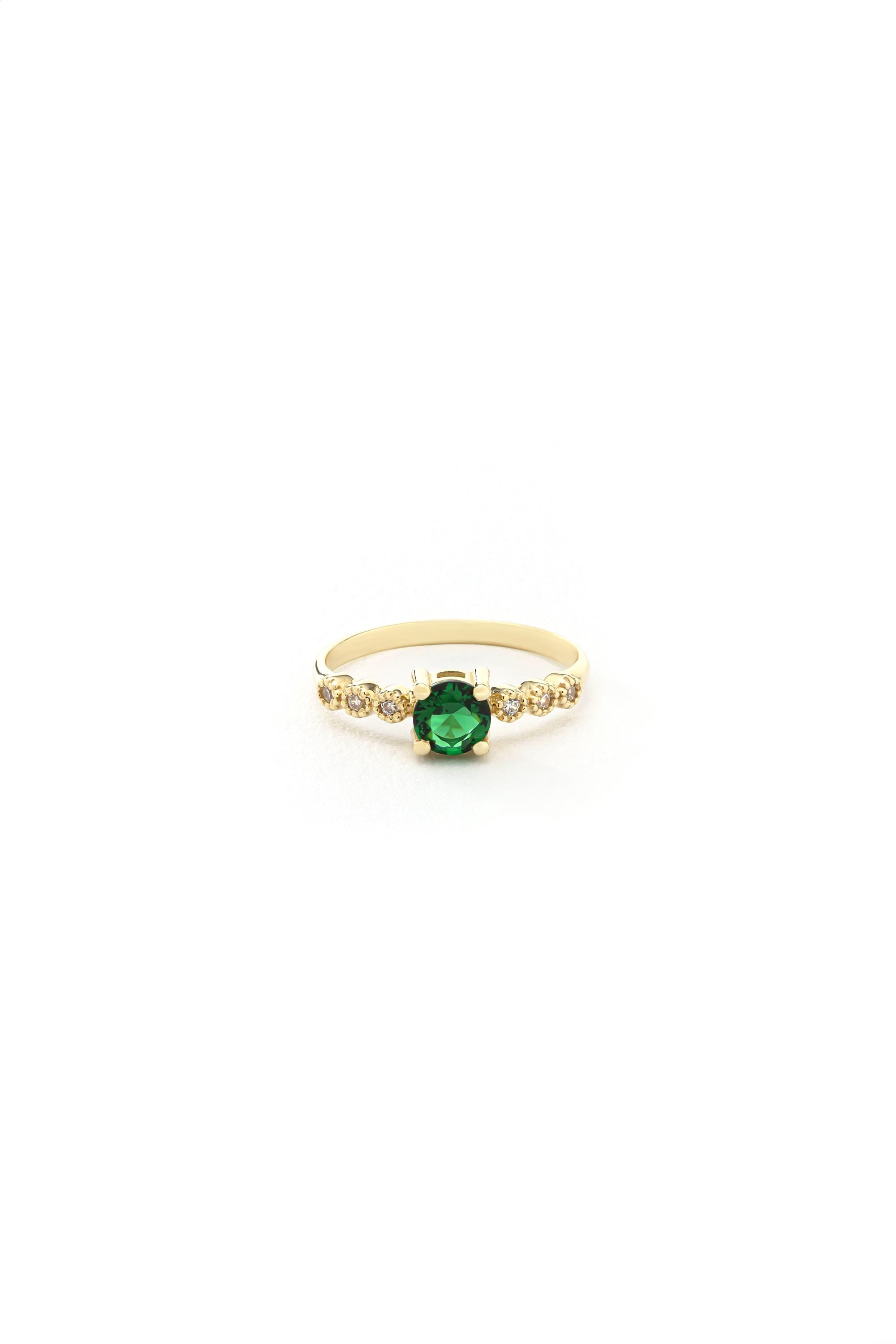 14K Solid Gold Emerald Ring