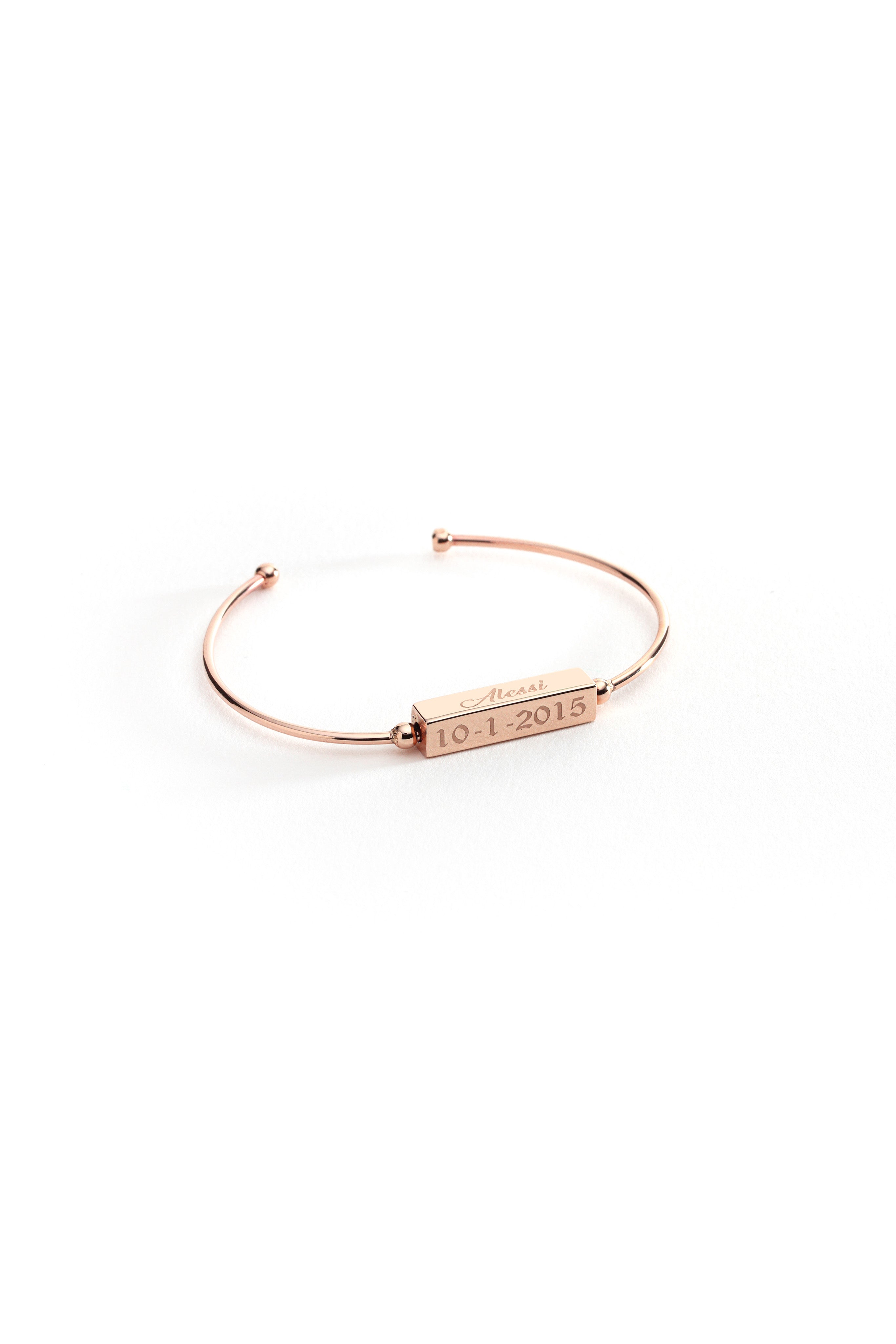 14k Gold 3D Bar Bangle Bracelet