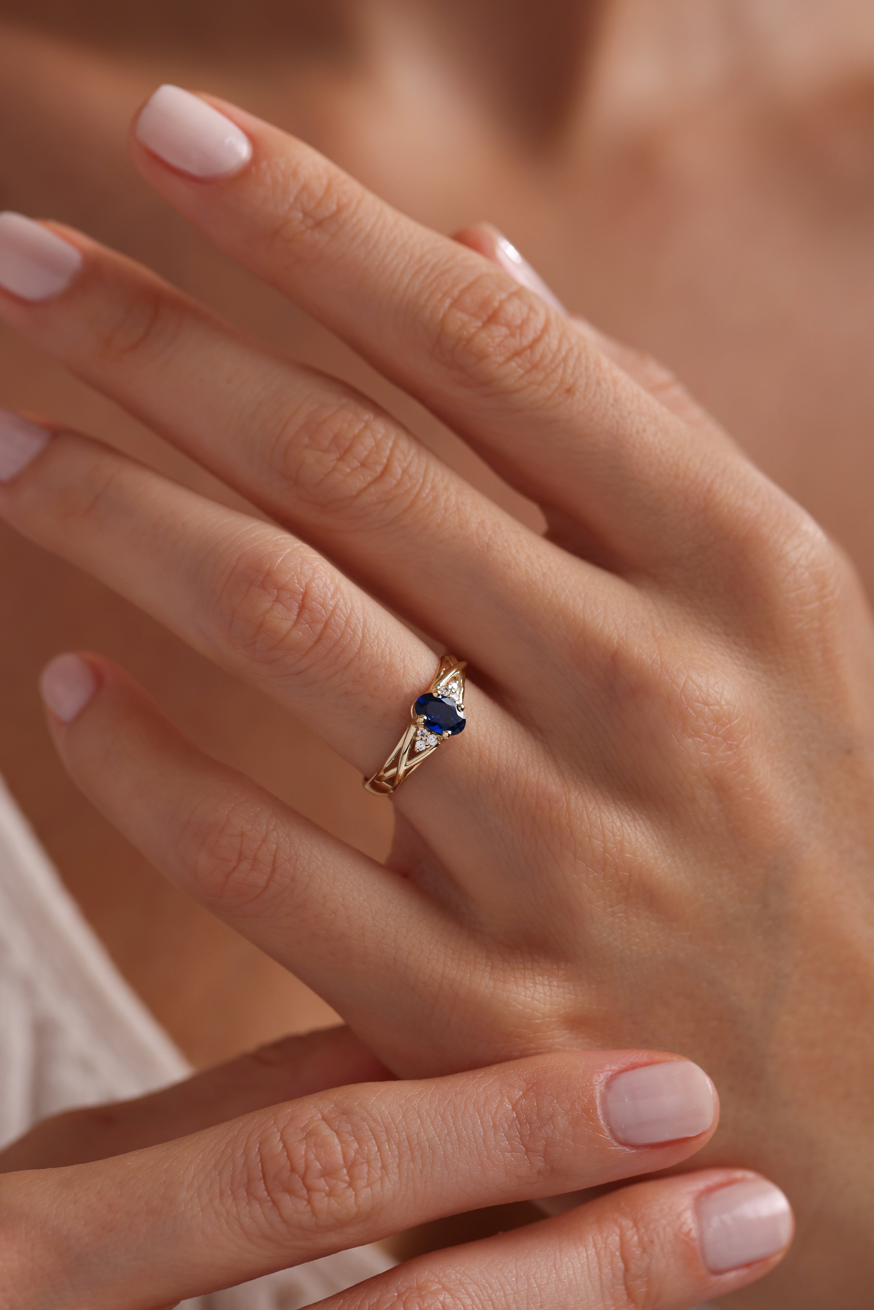 14k Gold Serpentis Blue Sapphire Ring