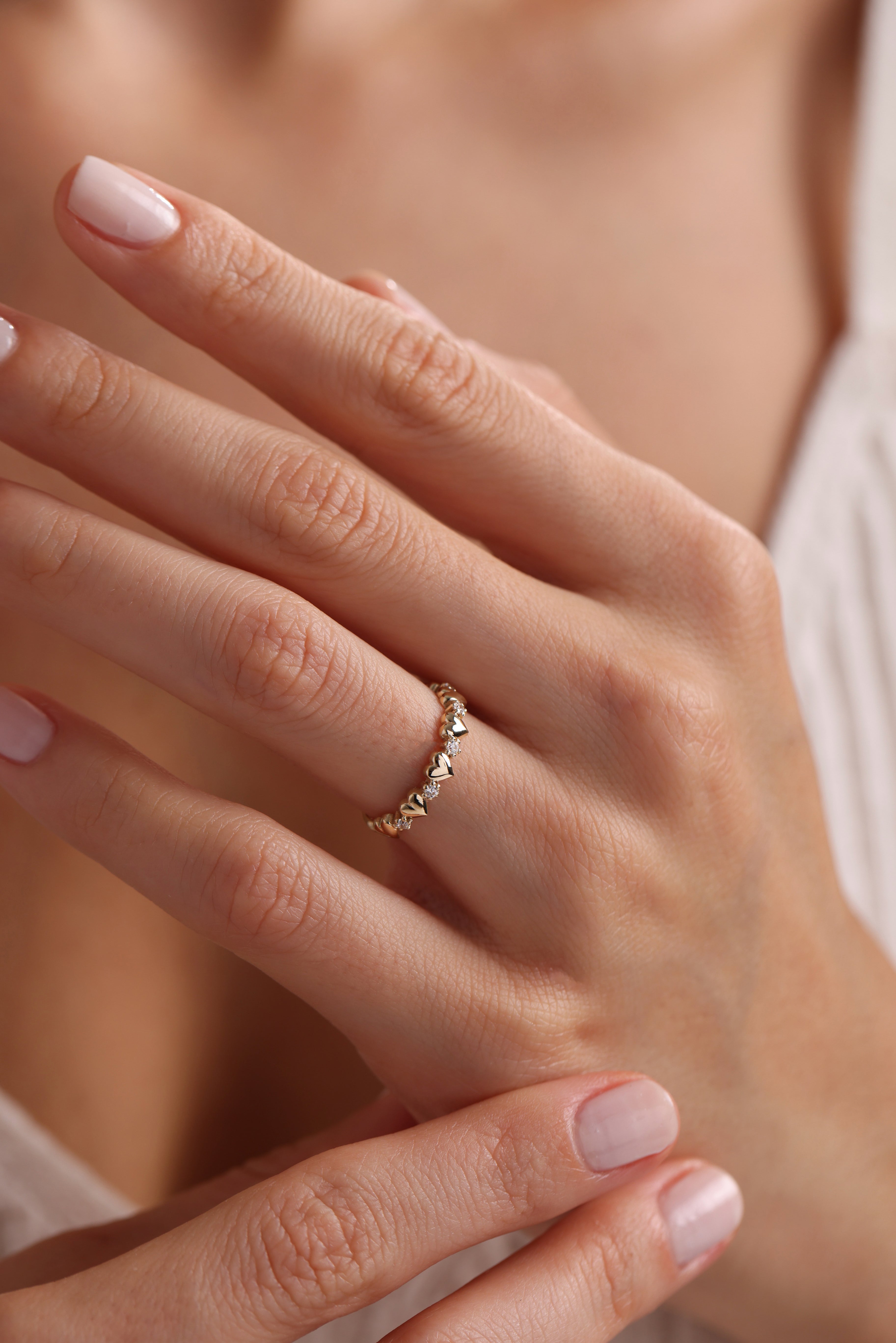 14k Gold Heart Solid Band Ring