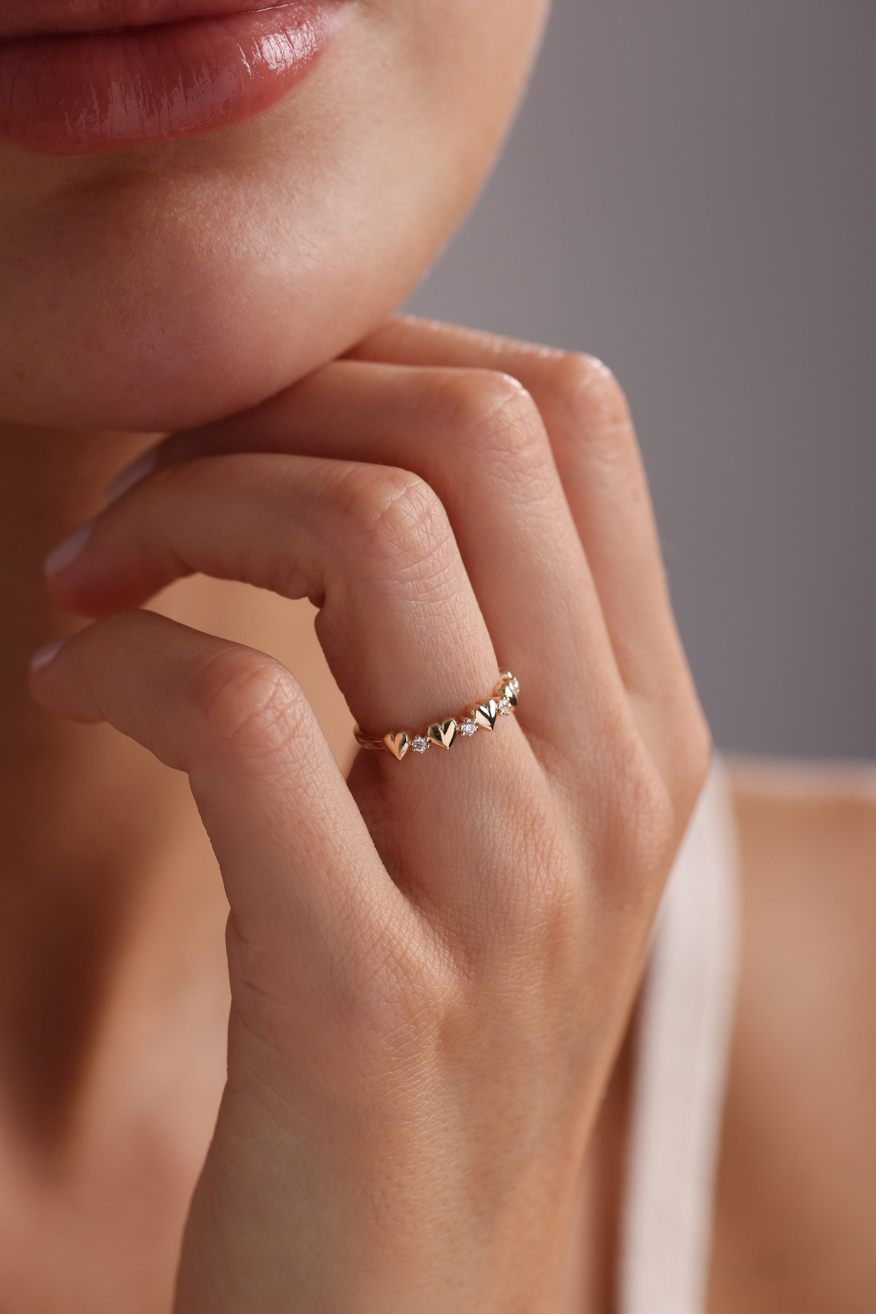 14k Gold Heart Solid Band Ring