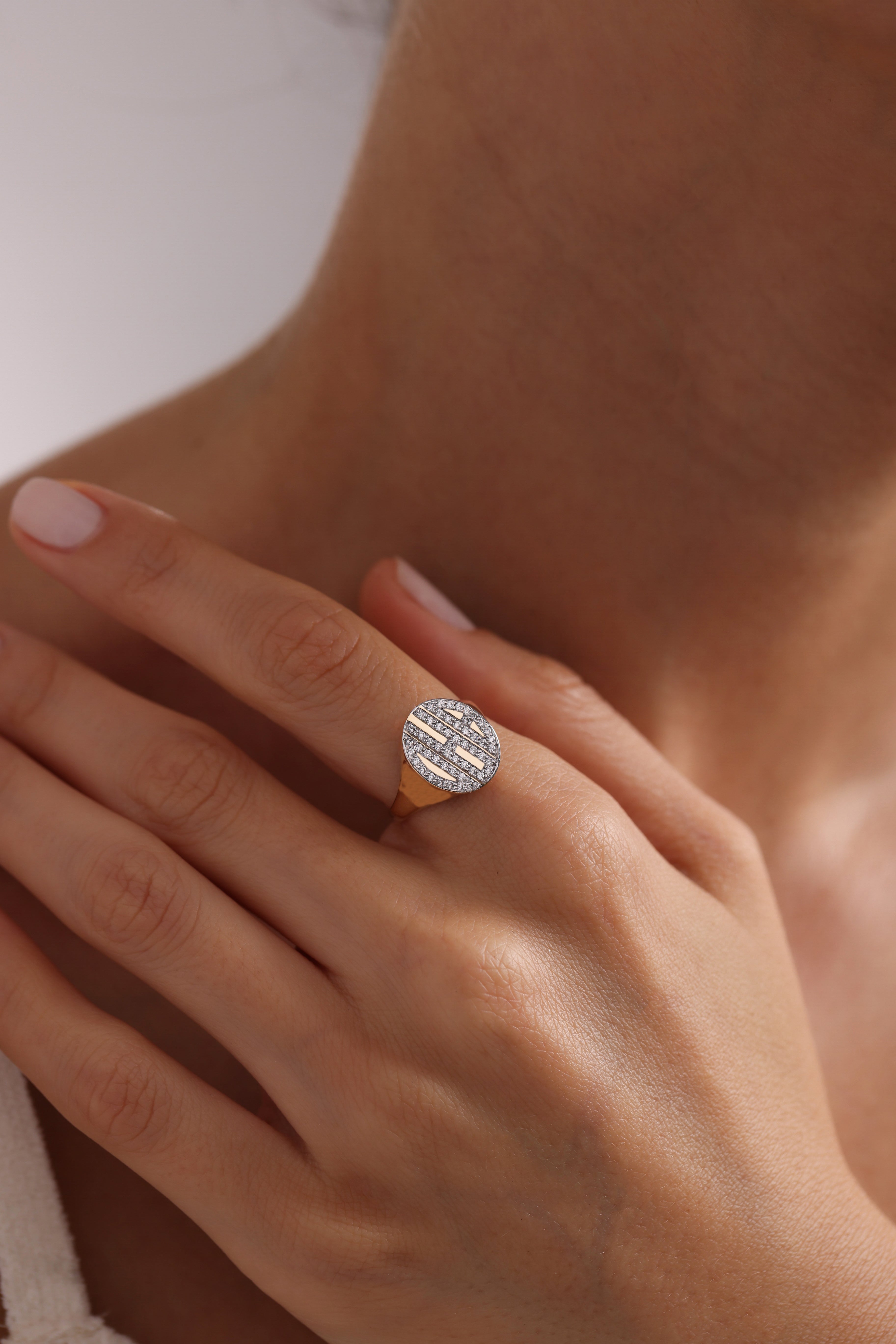 14k Gold Initial Signet Ring
