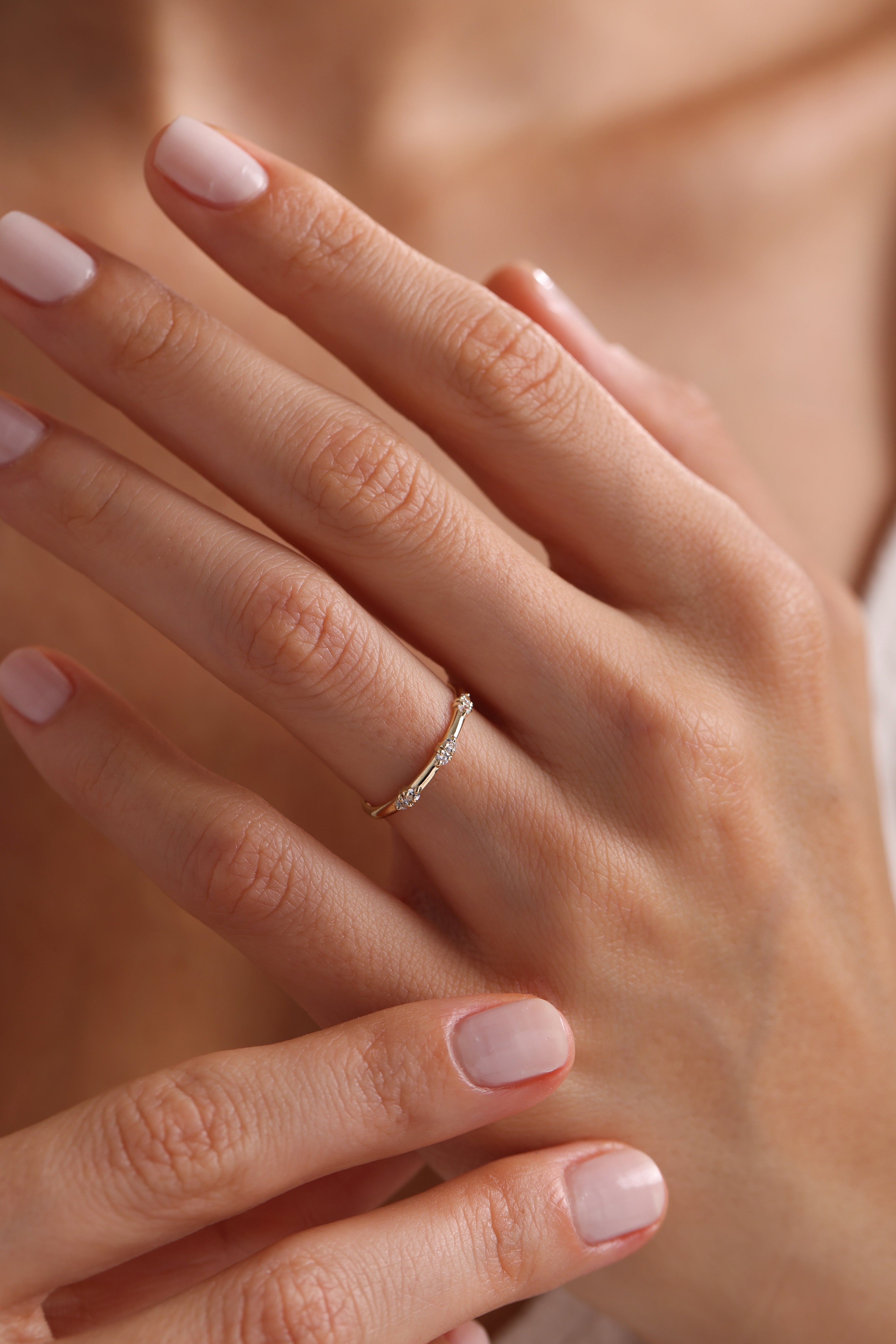 14k Textured Twig Ring