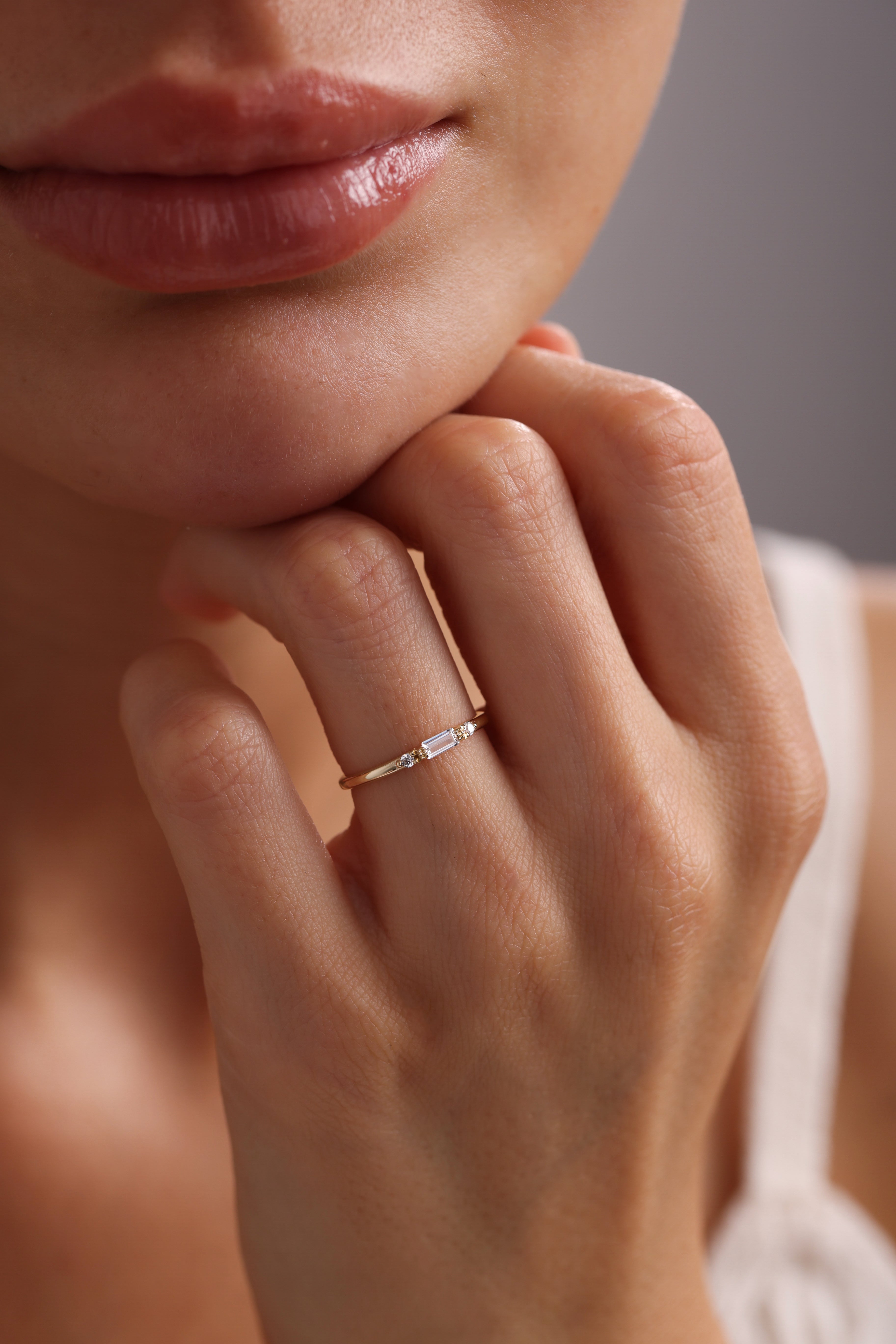 14k Gold Baguette Accent Ring