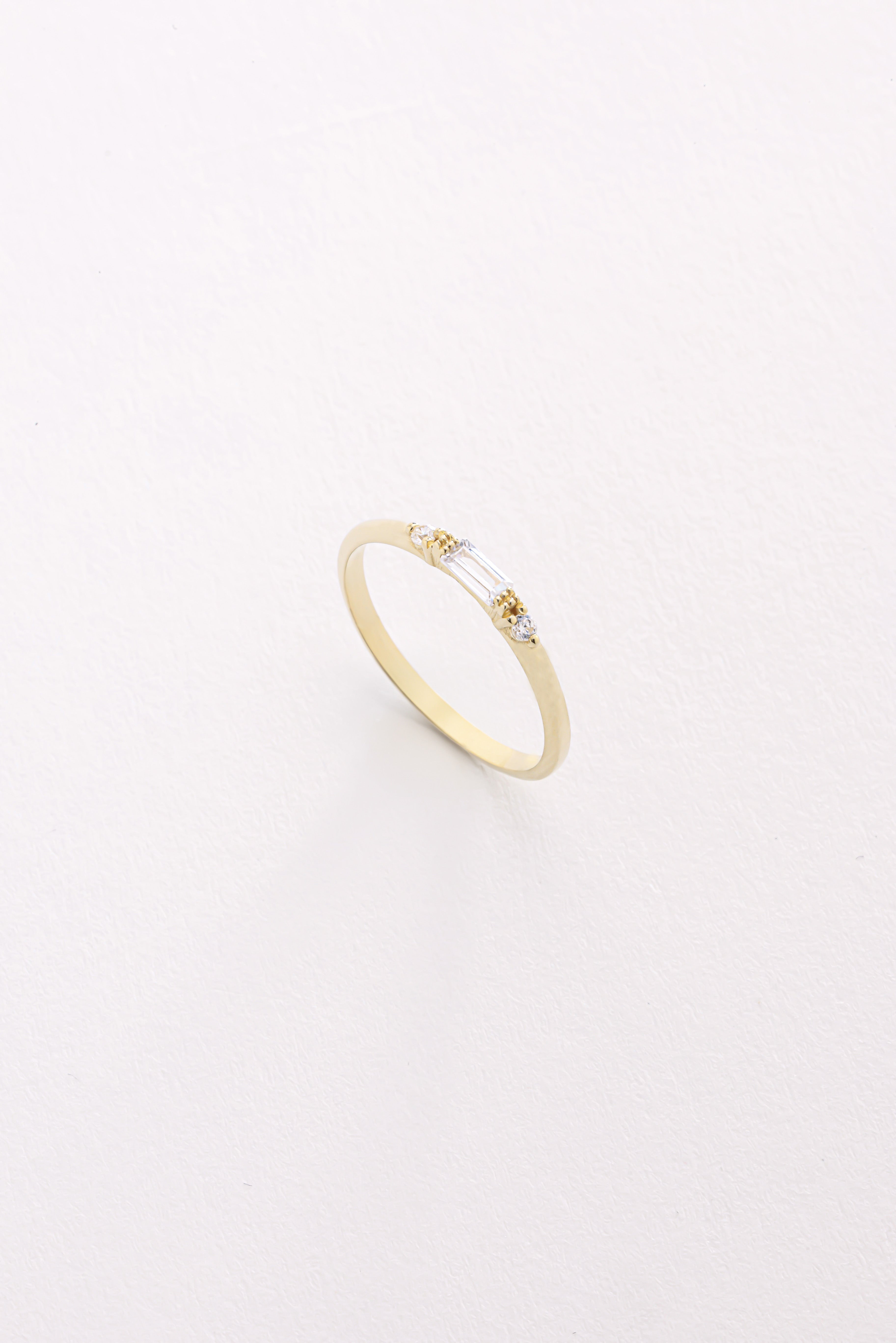14k Gold Baguette Accent Ring