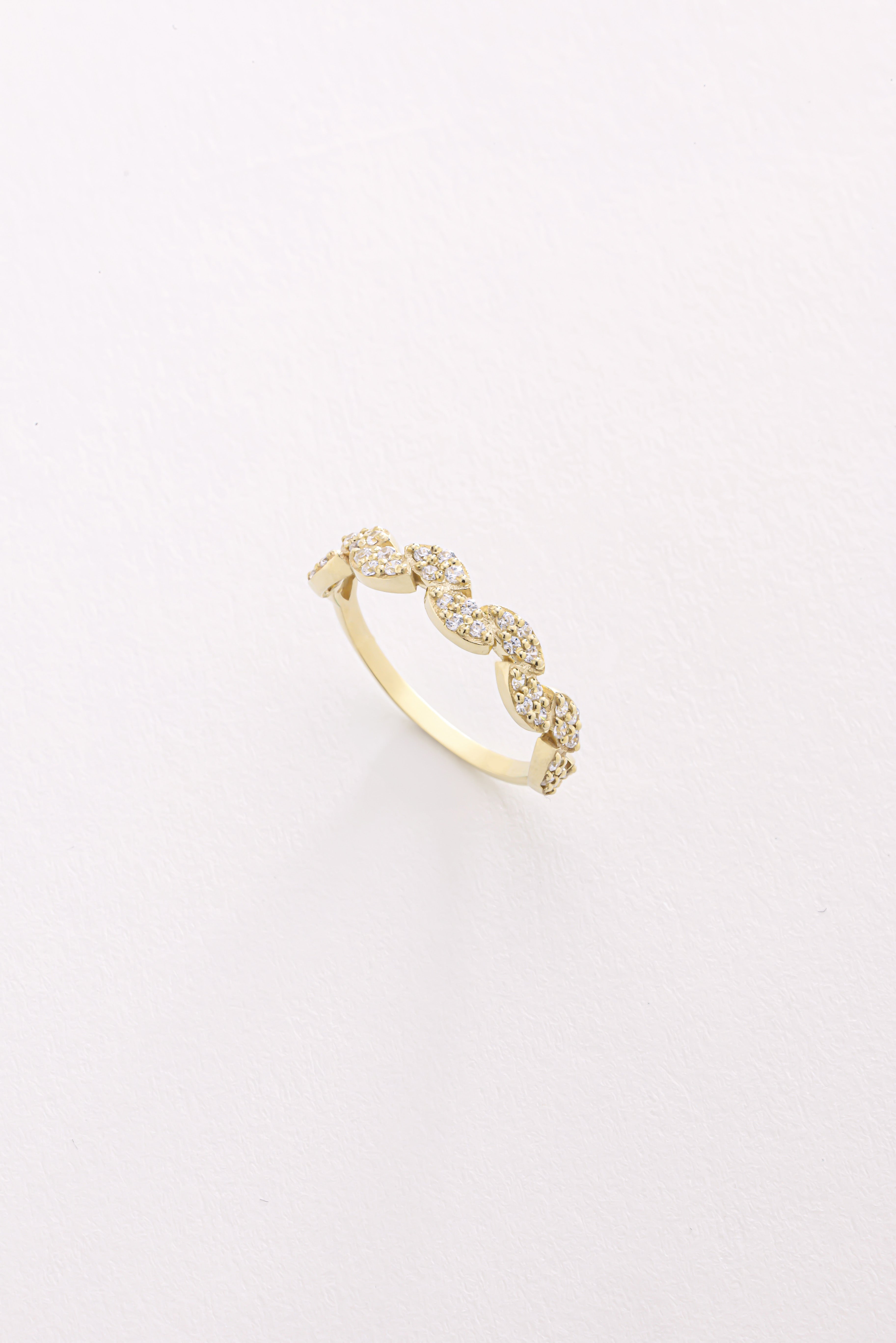 14k Gold Marquise-Shape Diamond Band