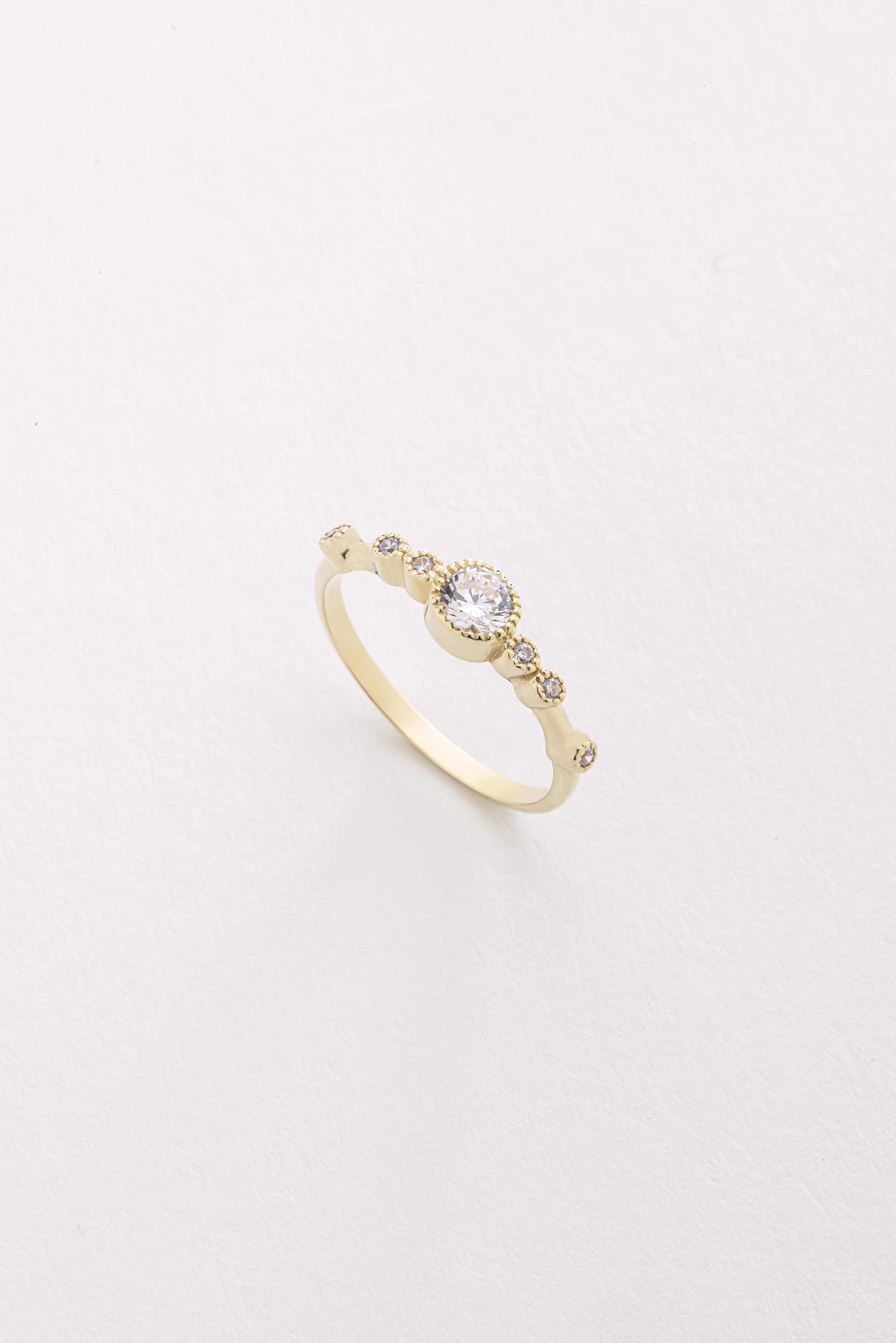 14k Gold Bezel Diamond Ring