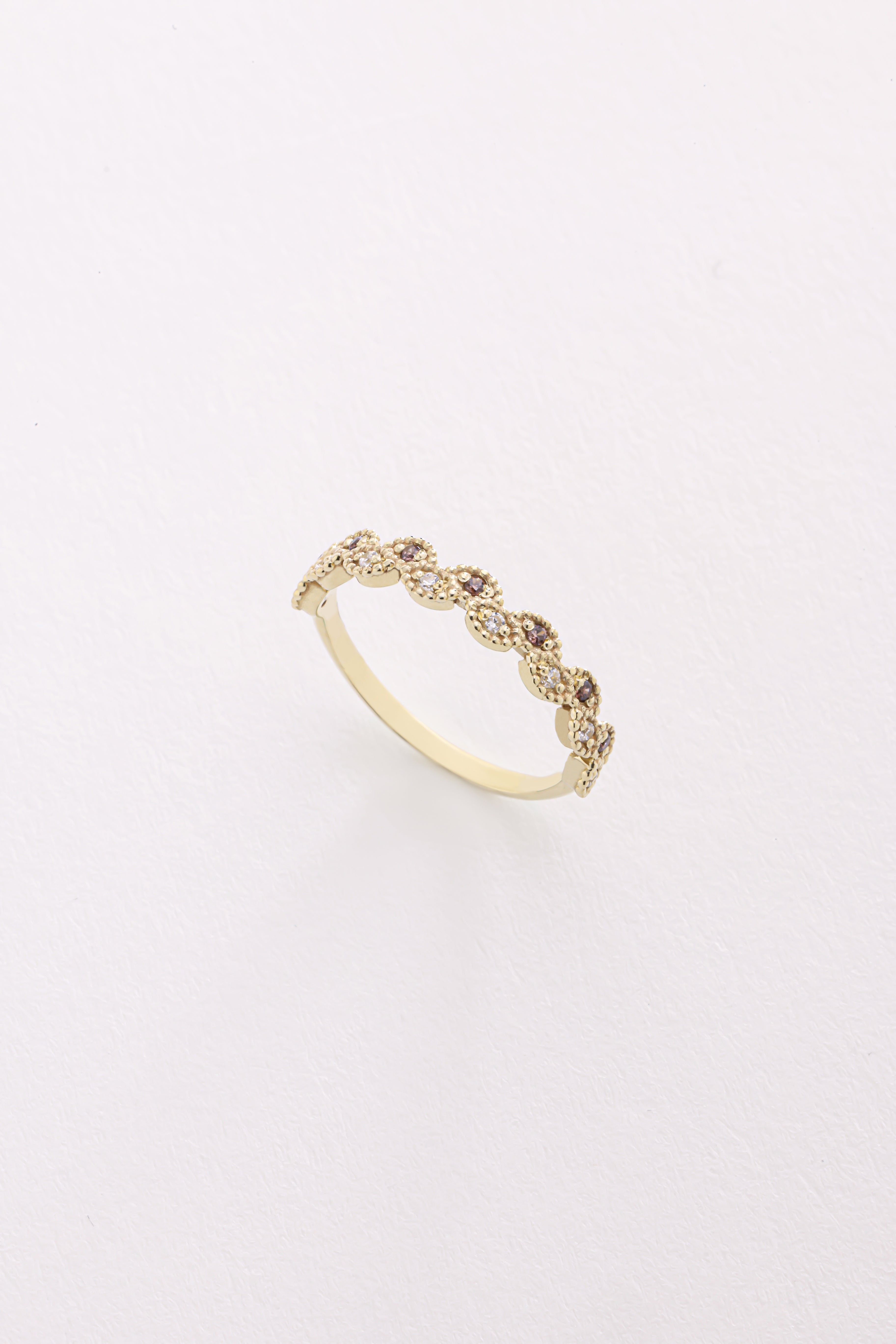 14k Gold Brown Diamond Marquise Band