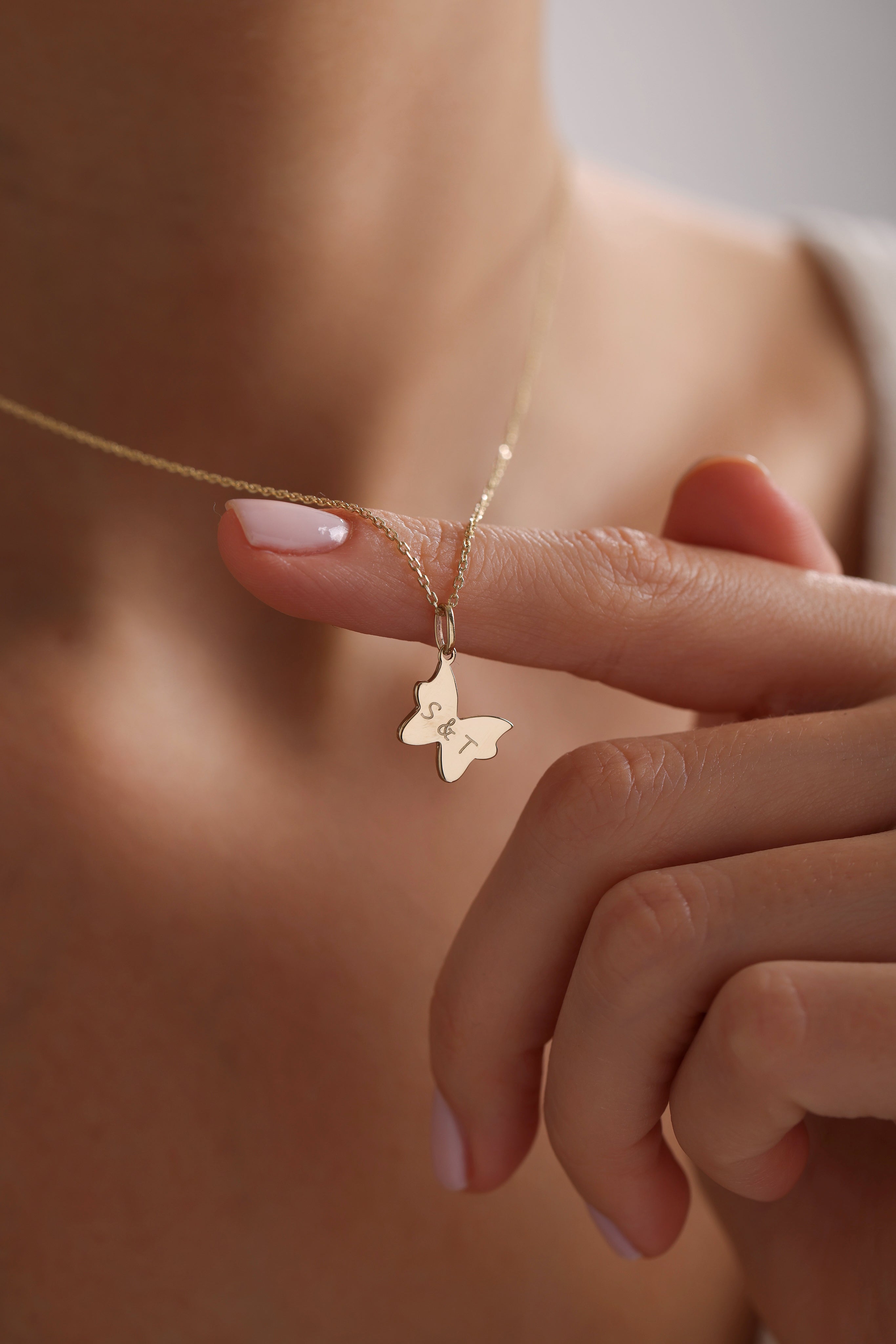 14k Gold Butterfly Charm Necklace