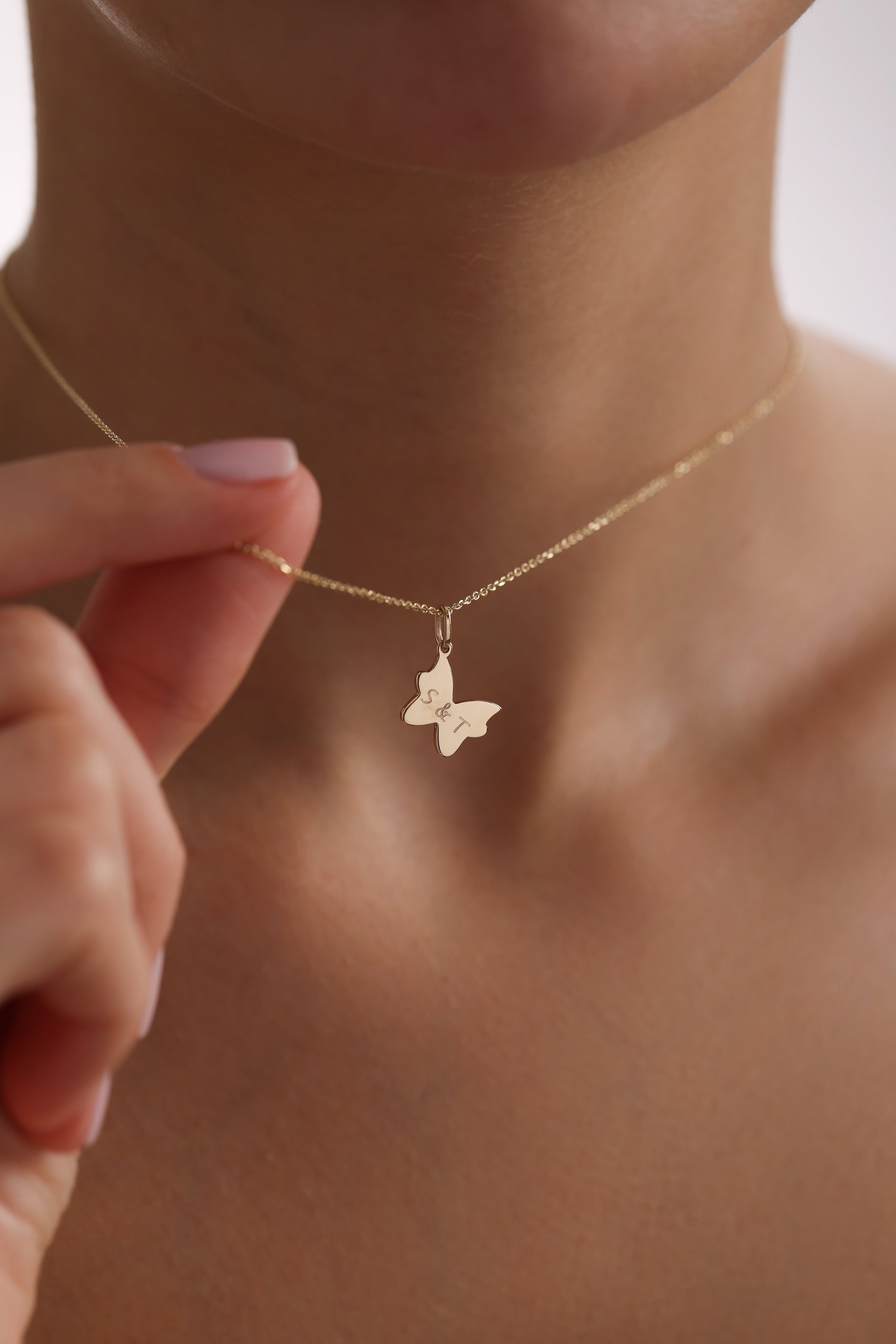 14k Gold Butterfly Charm Necklace