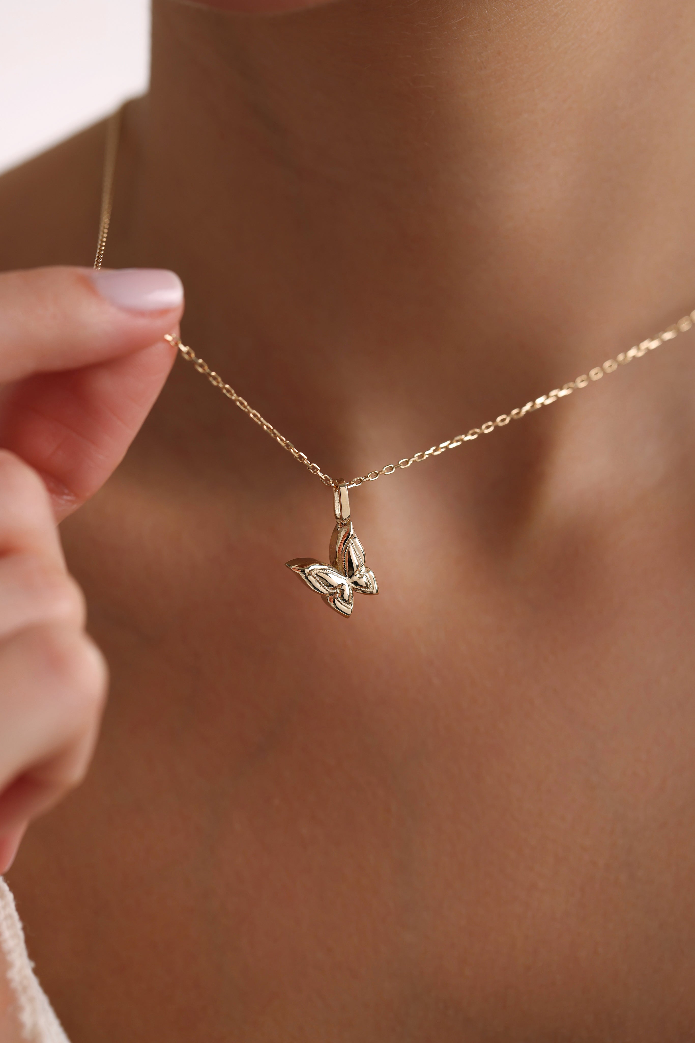 14k Gold Cremation Urn Butterfly Necklace