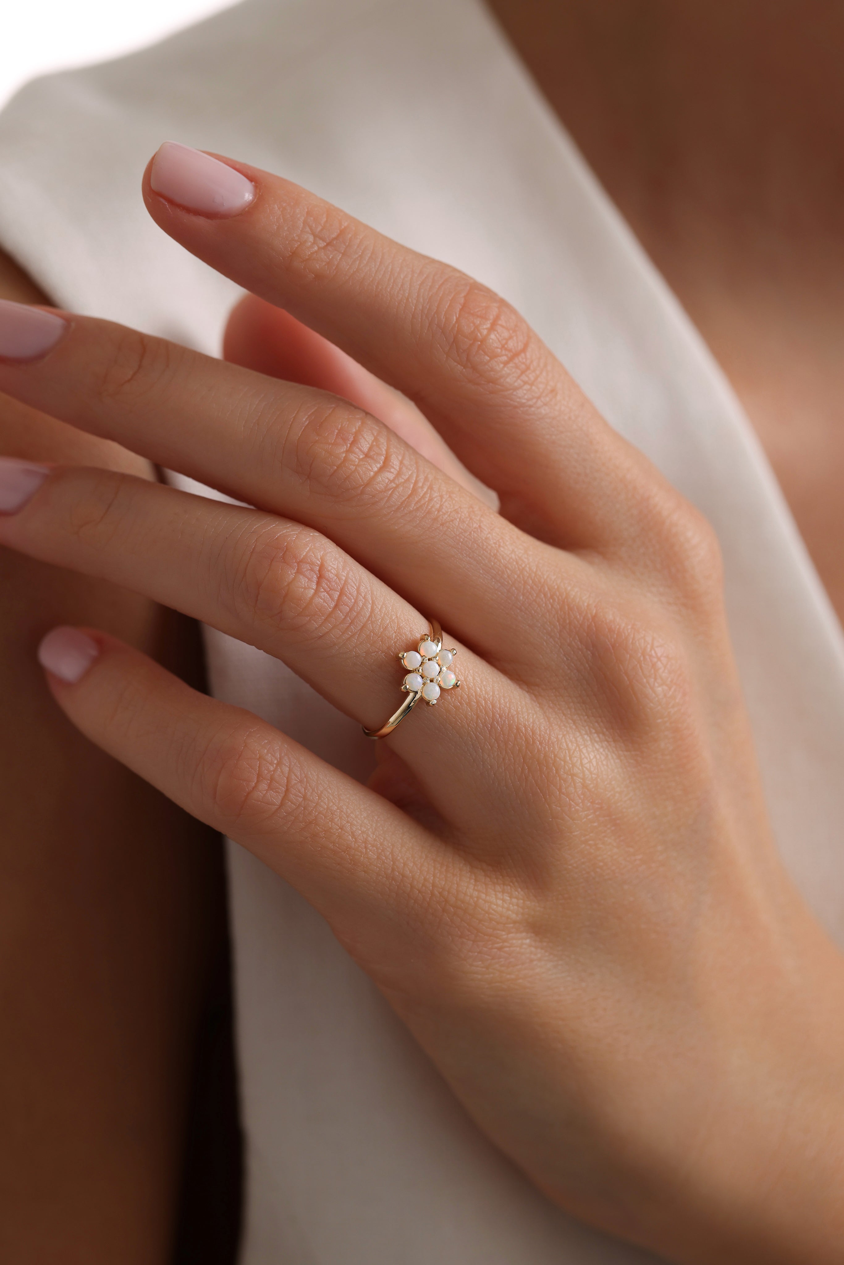 14k Gold Pearl Blossom Ring