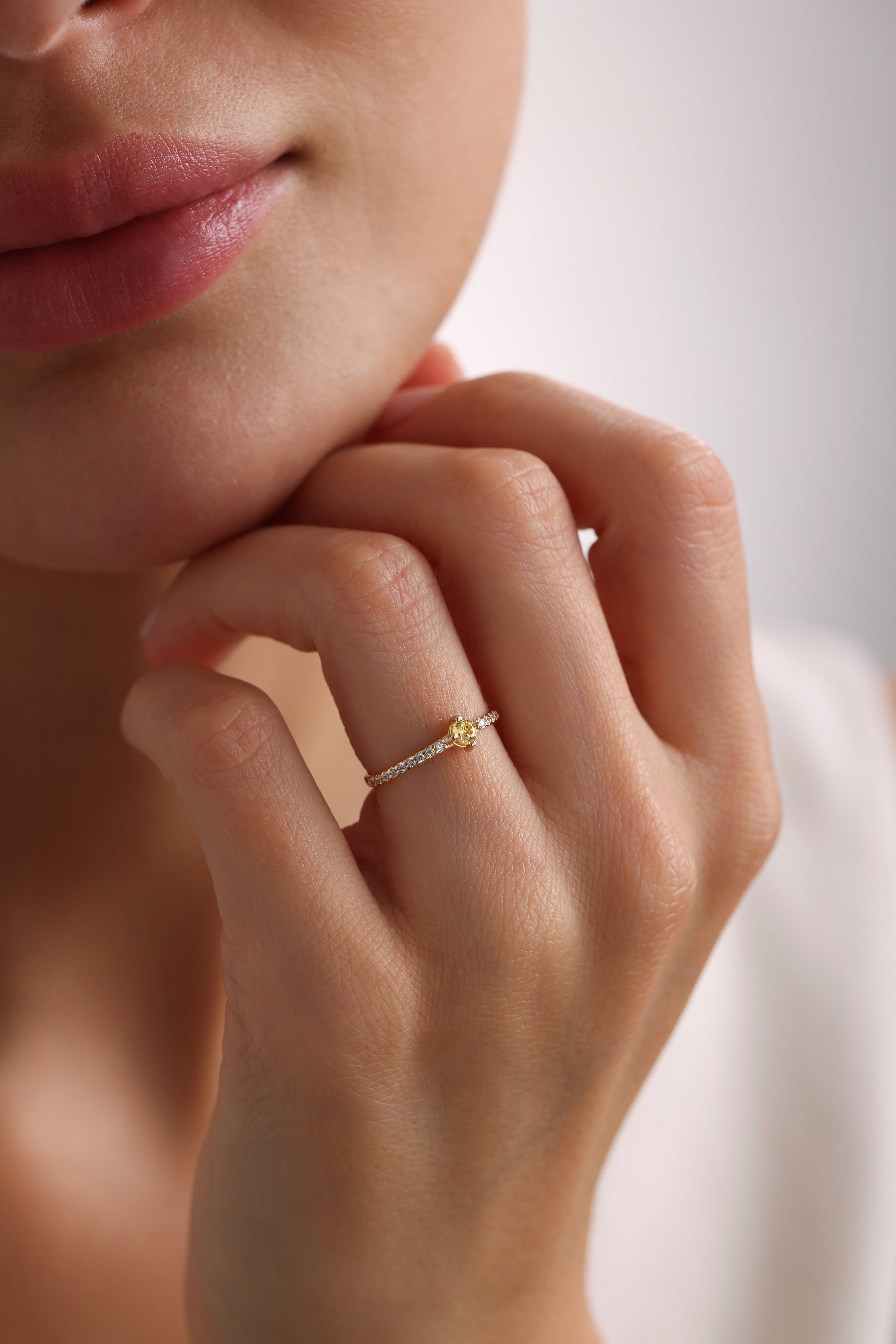 14k Gold Half Eternity Citrine Ring