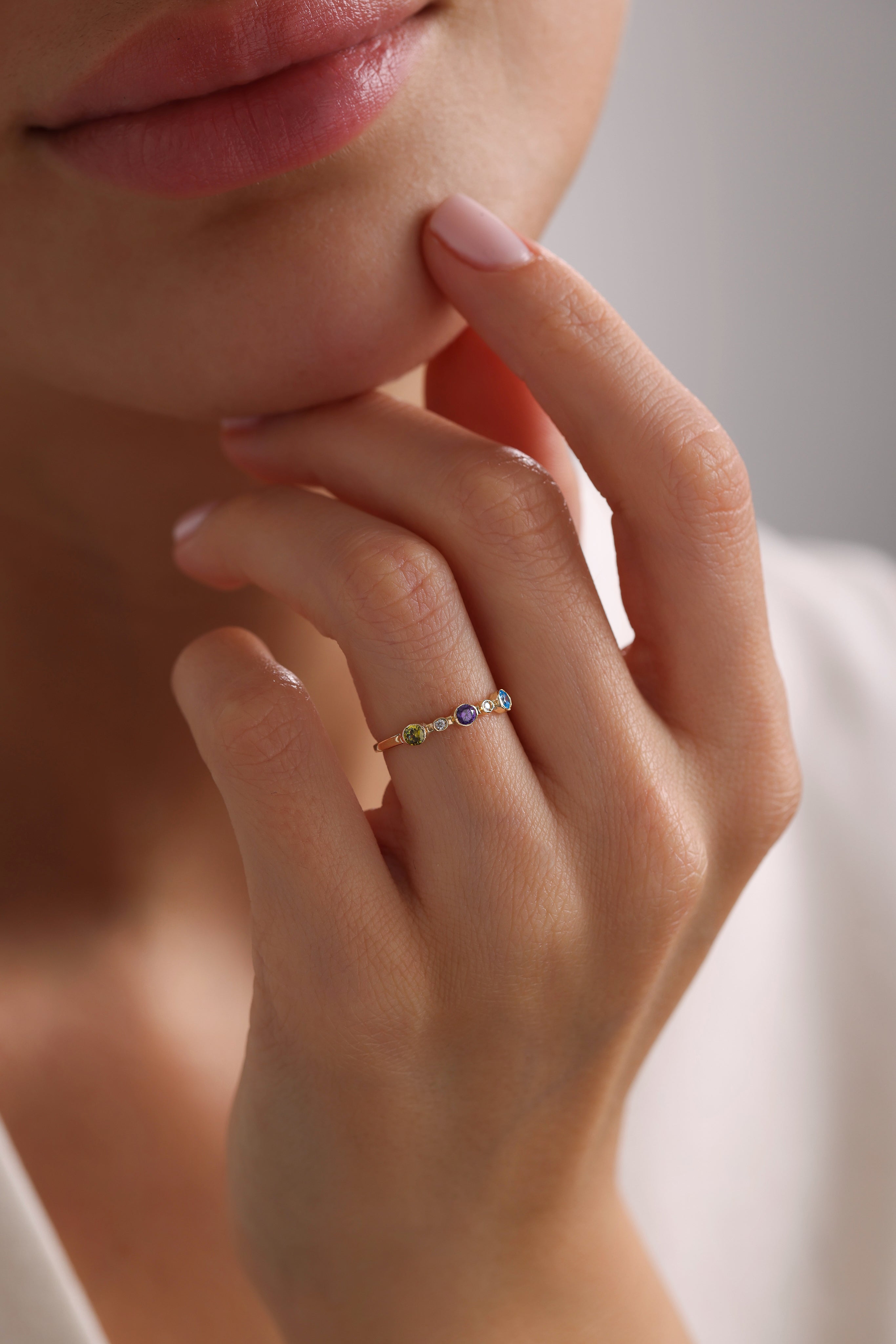 14k Gold Minimal Birthstone Ring