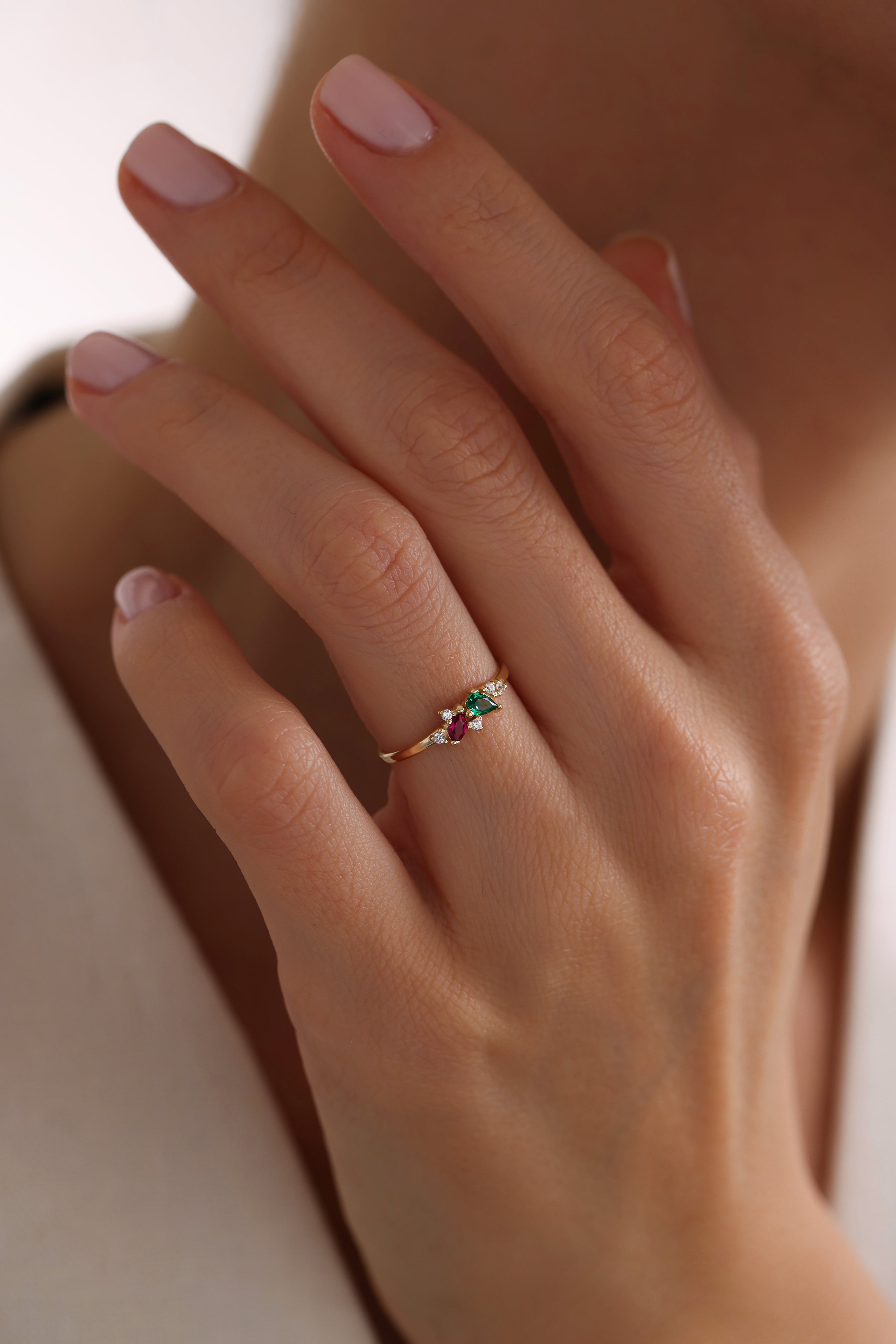 14k Gold Pear Birthstone Ring