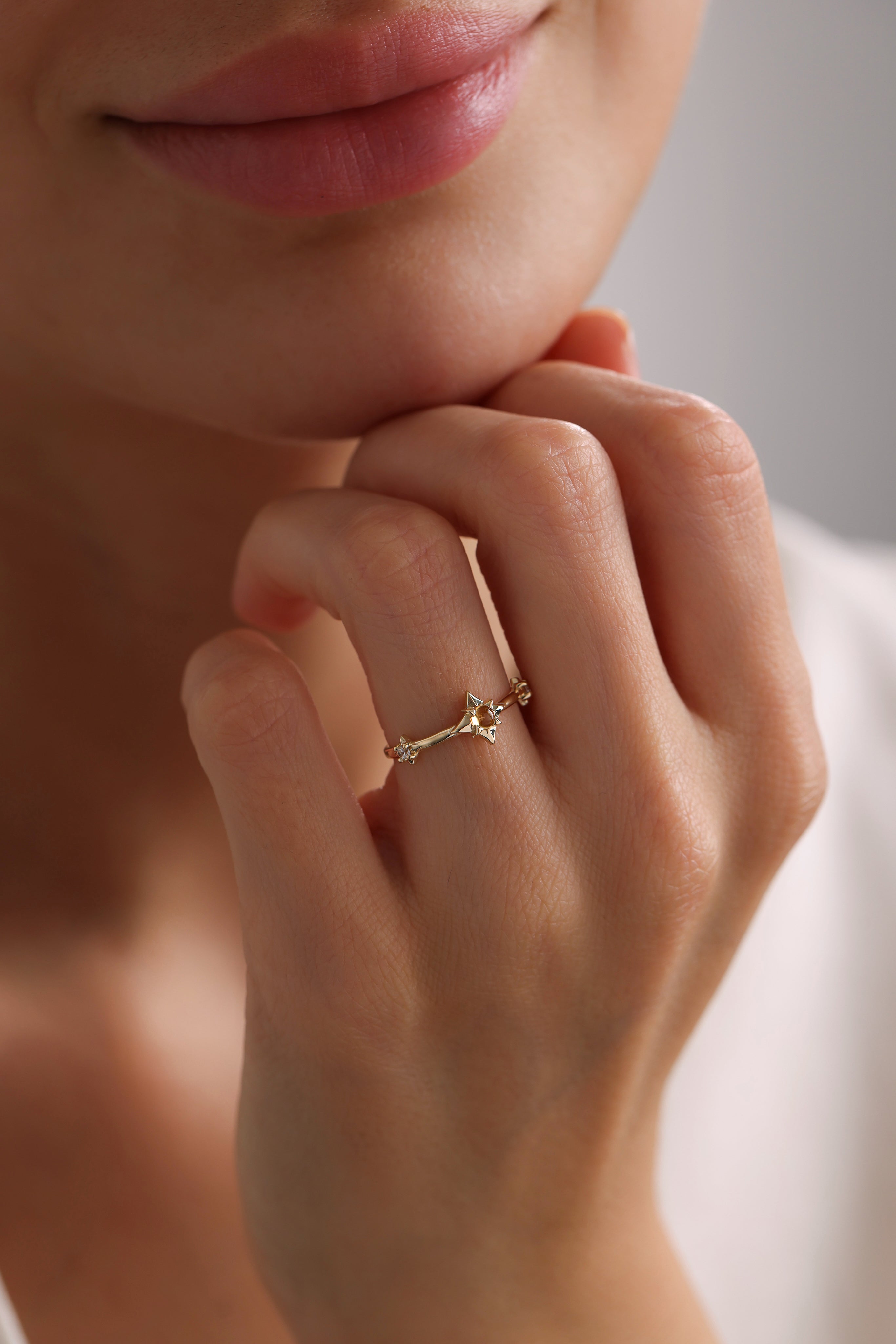 14k Gold Starlight Citrine Ring