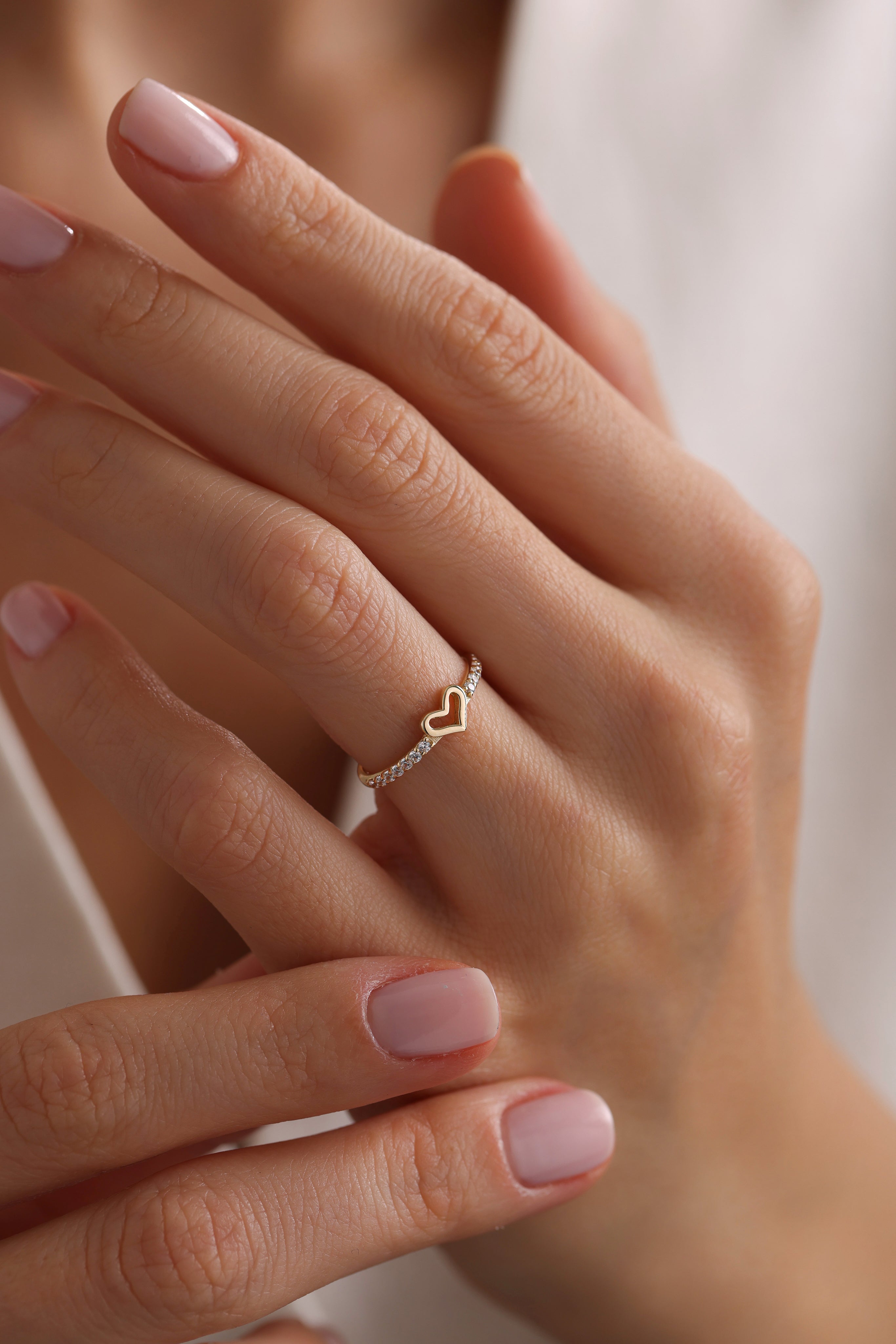 14k Gold Halo Heart Ring