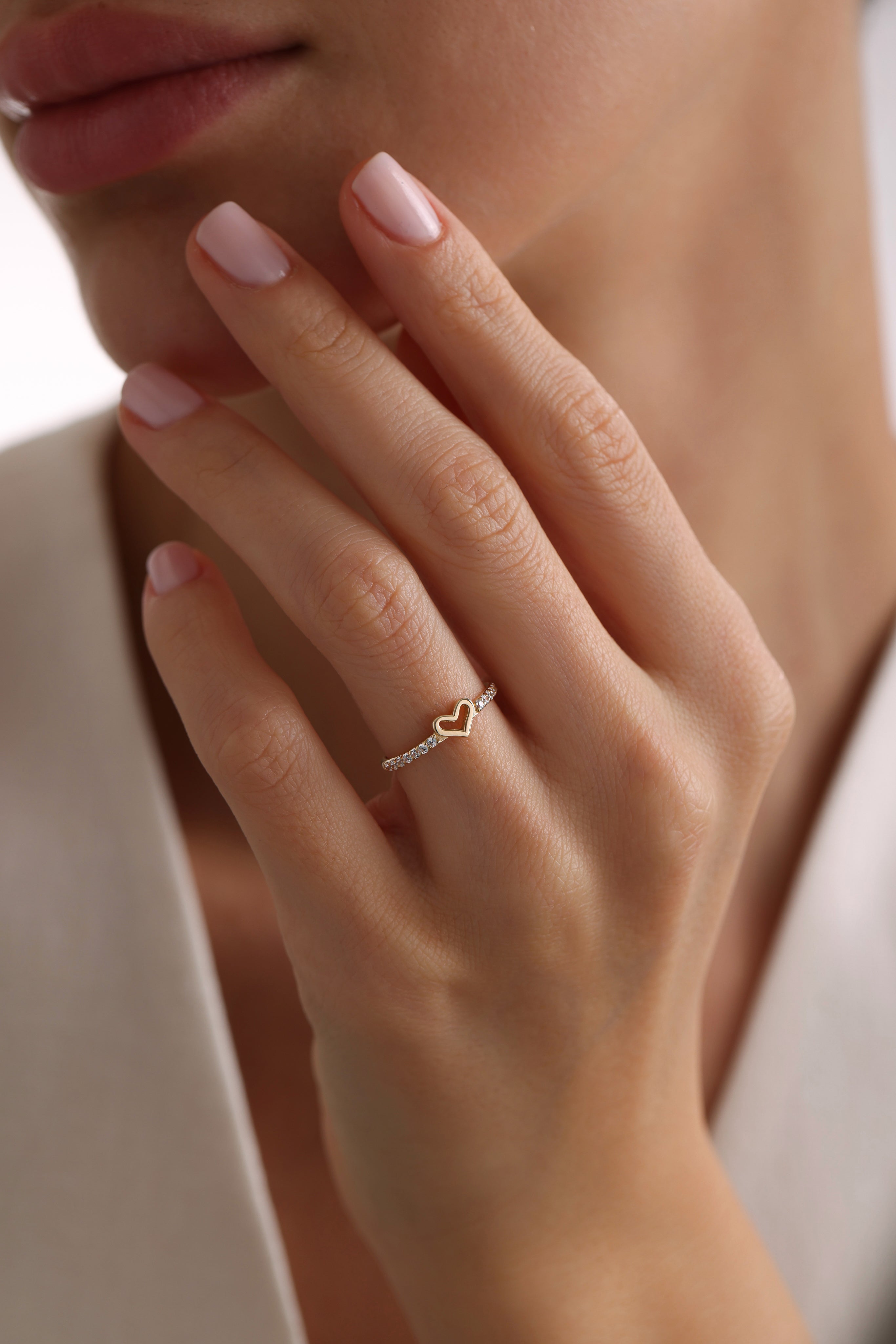 14k Gold Halo Heart Ring