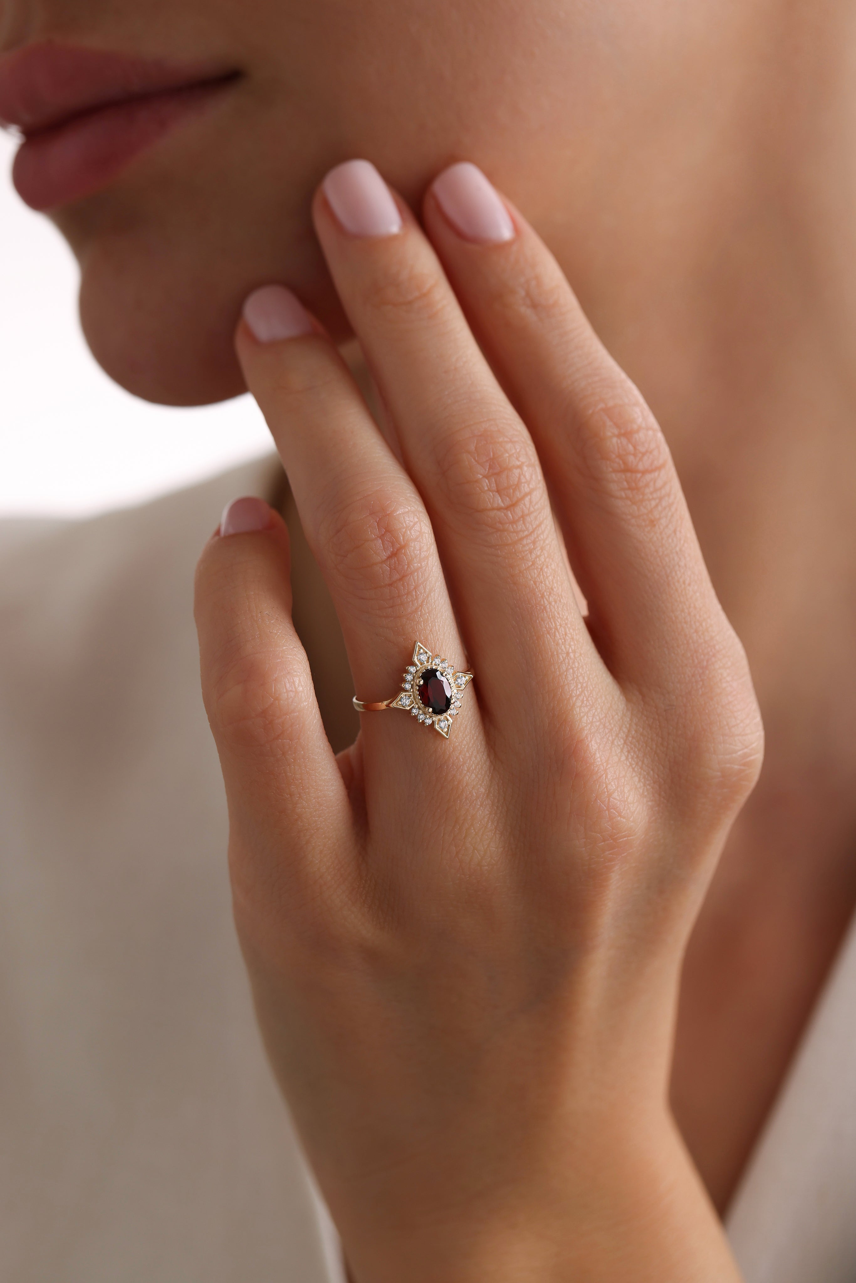 14k Gold Ancient Garnet Ring