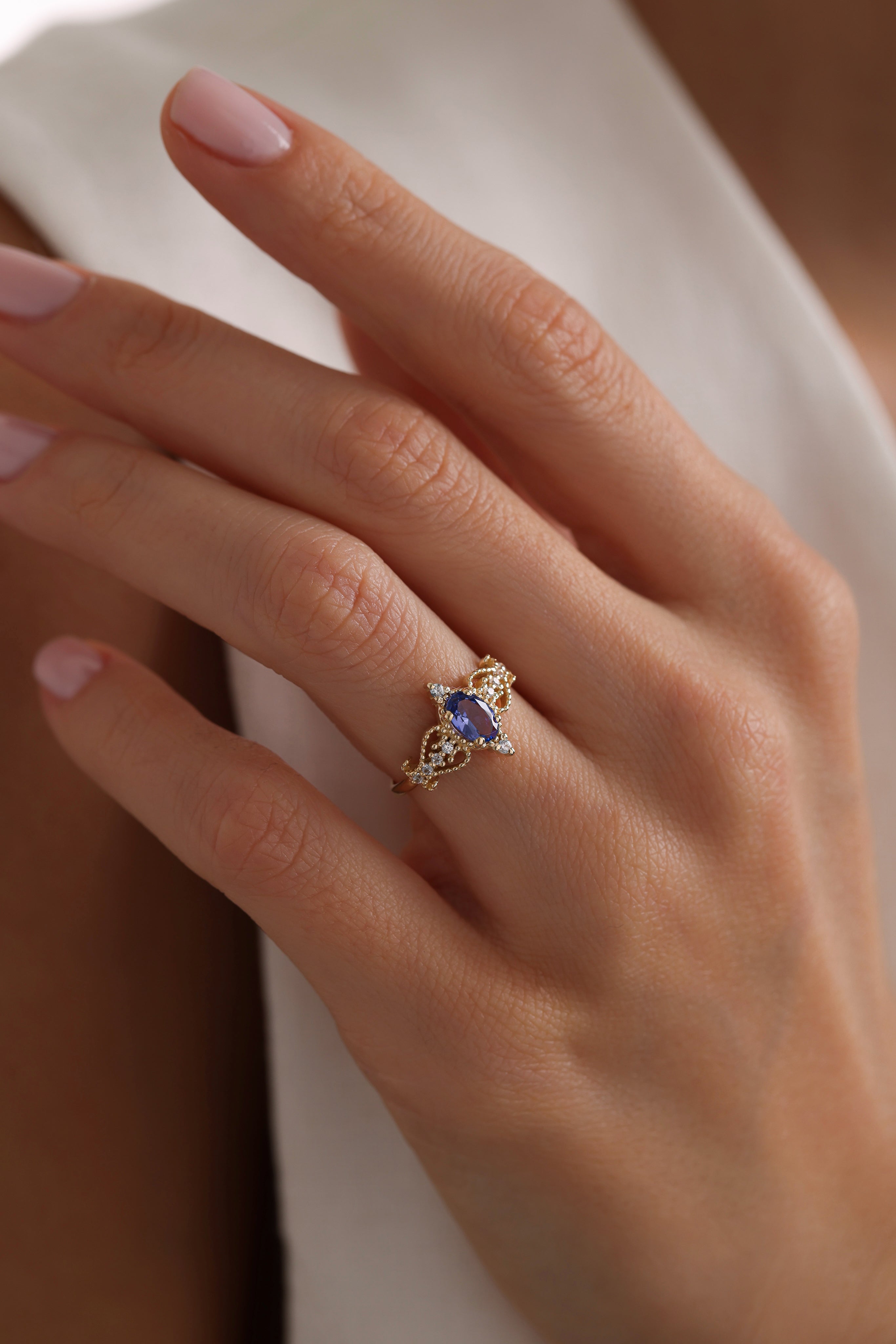 14k Gold Royal Bloom Sapphire Ring