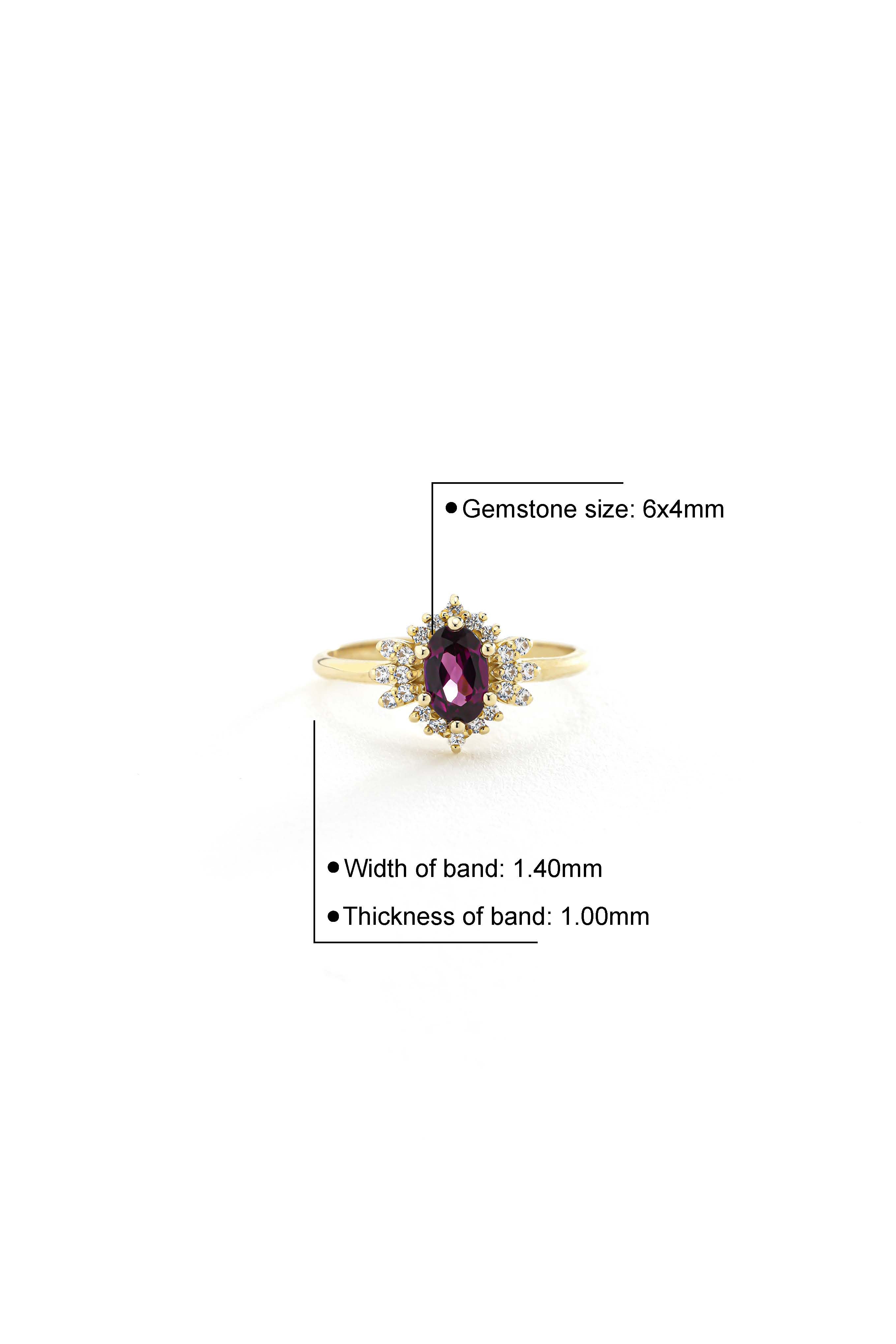 14k Gold Velvet Charm Rhodolite Ring