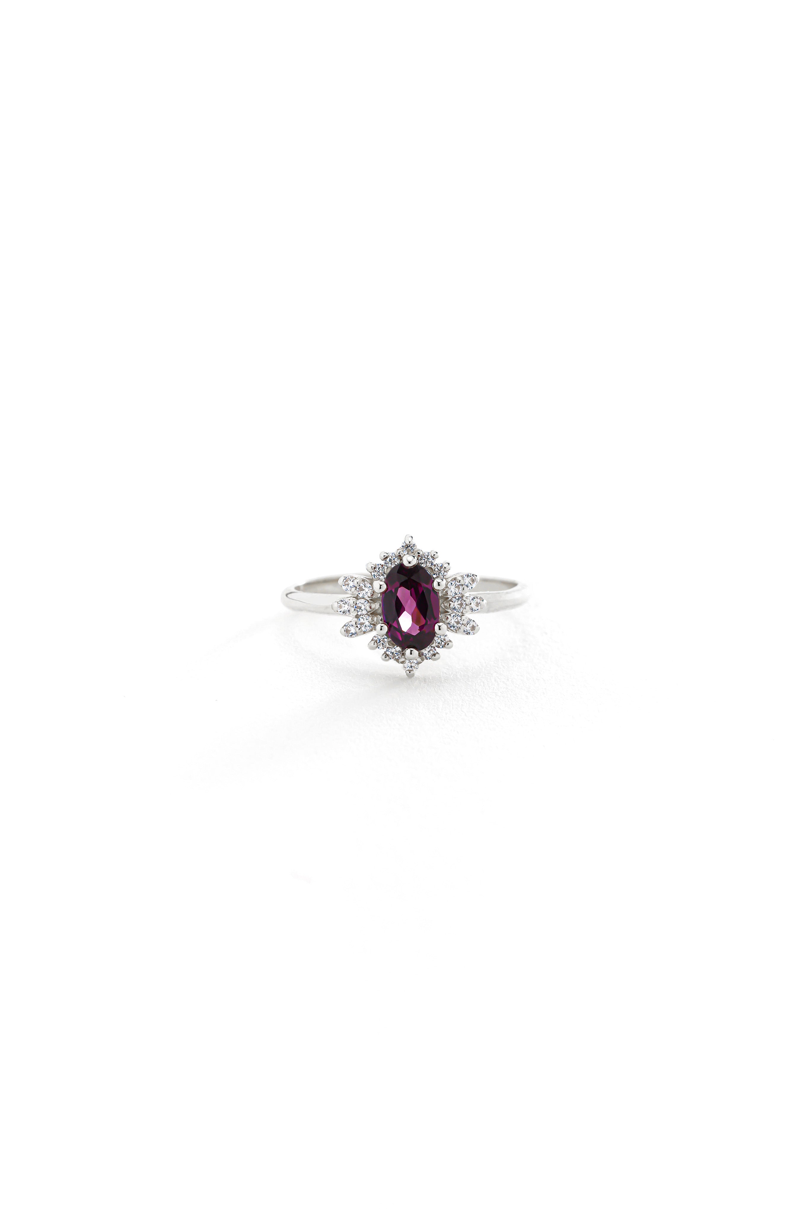 14k Gold Velvet Charm Rhodolite Ring