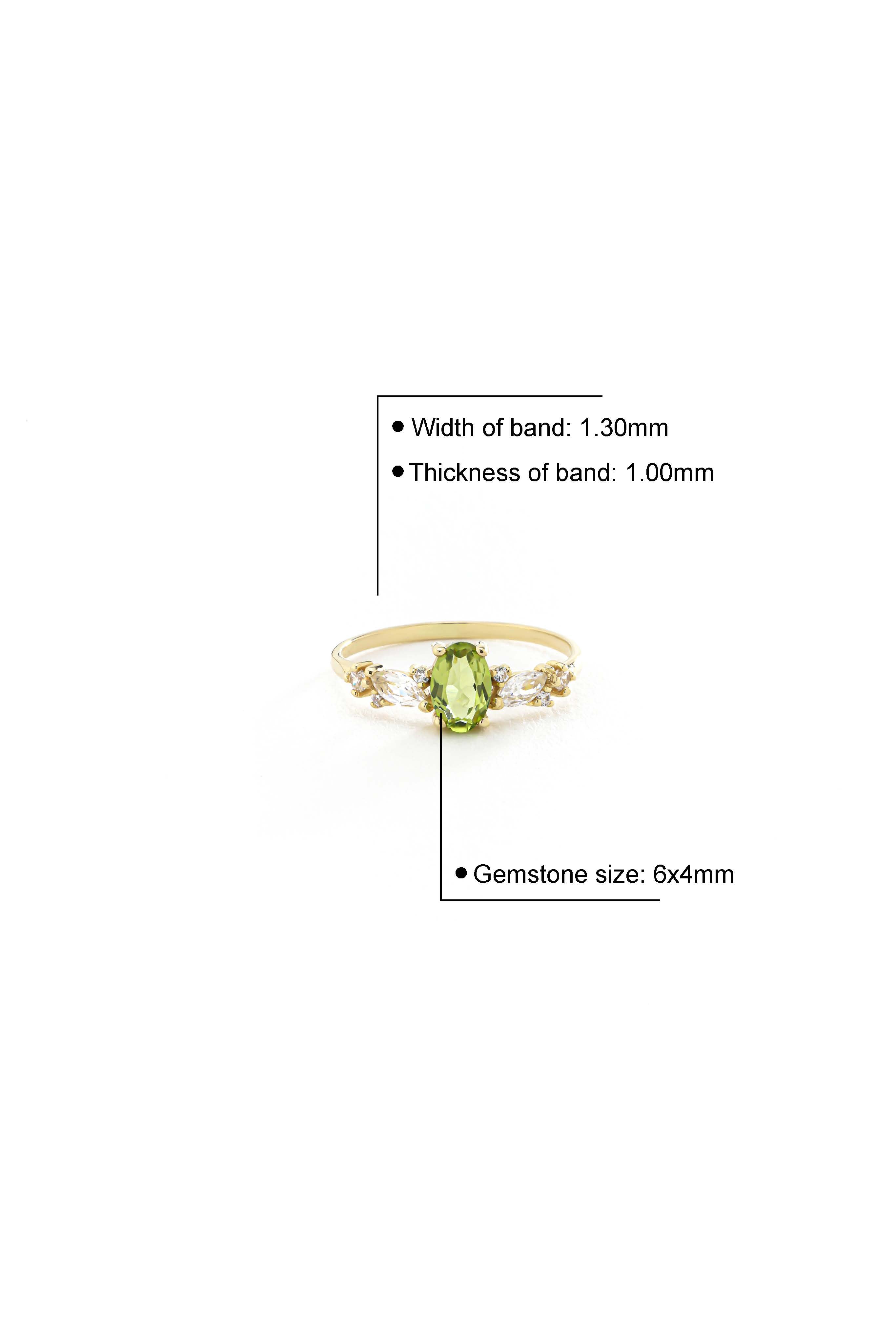 14k Gold Oval Peridot Ring
