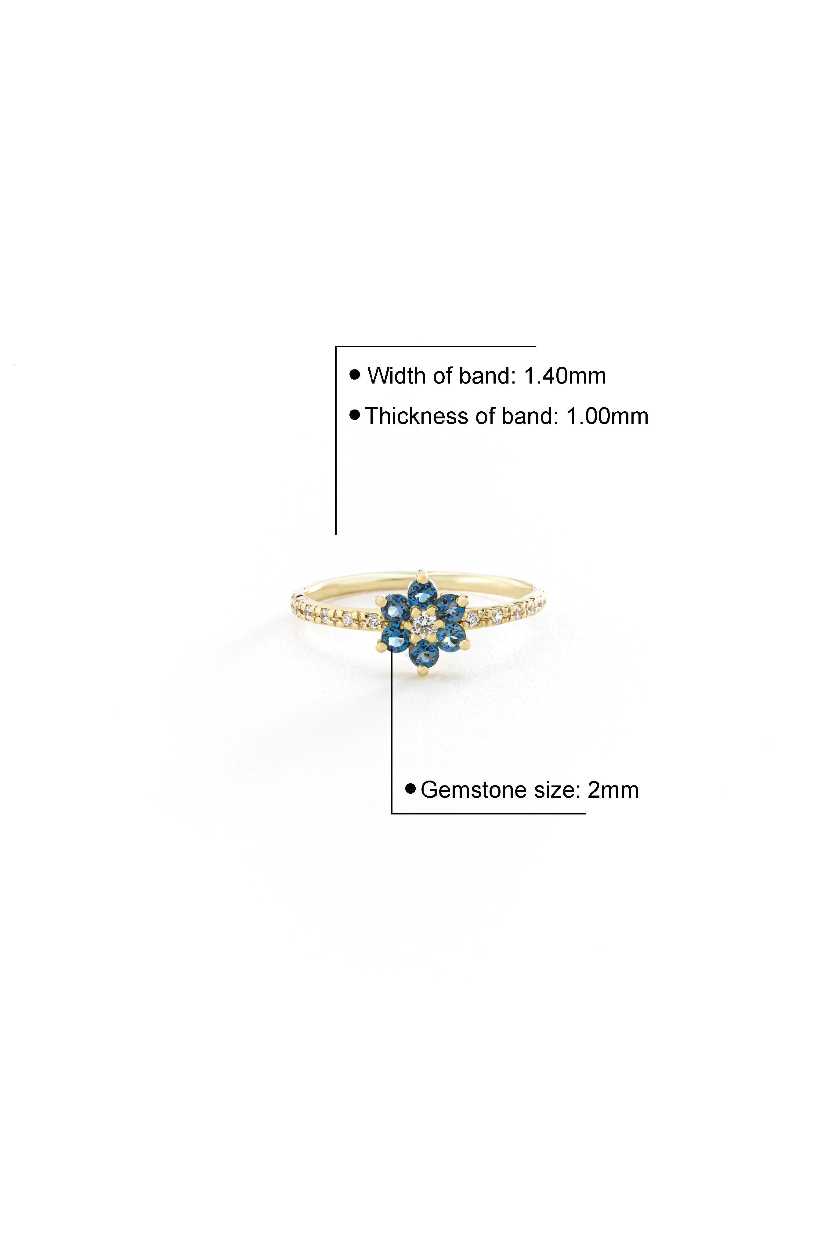 14k Gold Midnight Bloom Sapphire Ring