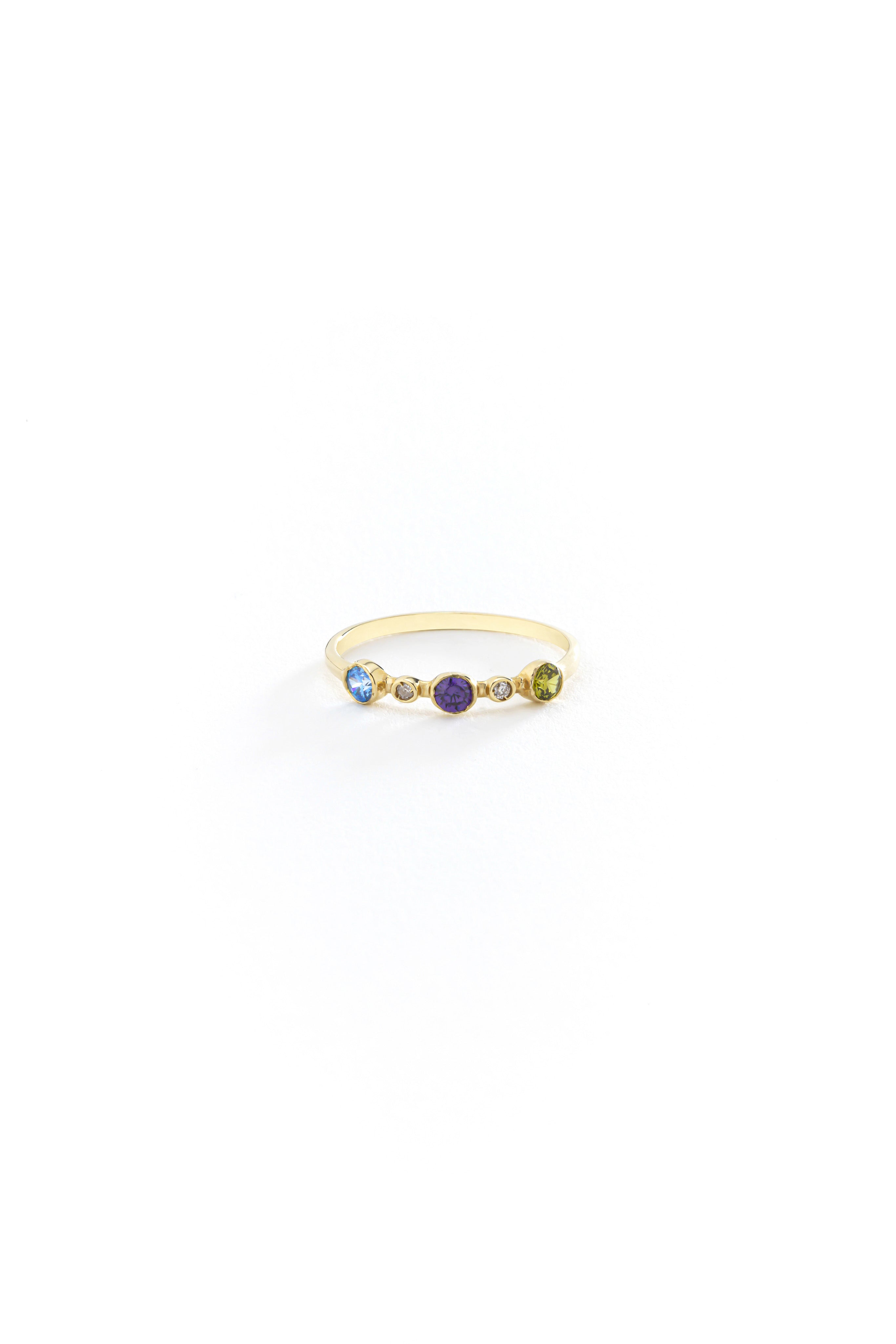 14k Gold Minimal Birthstone Ring
