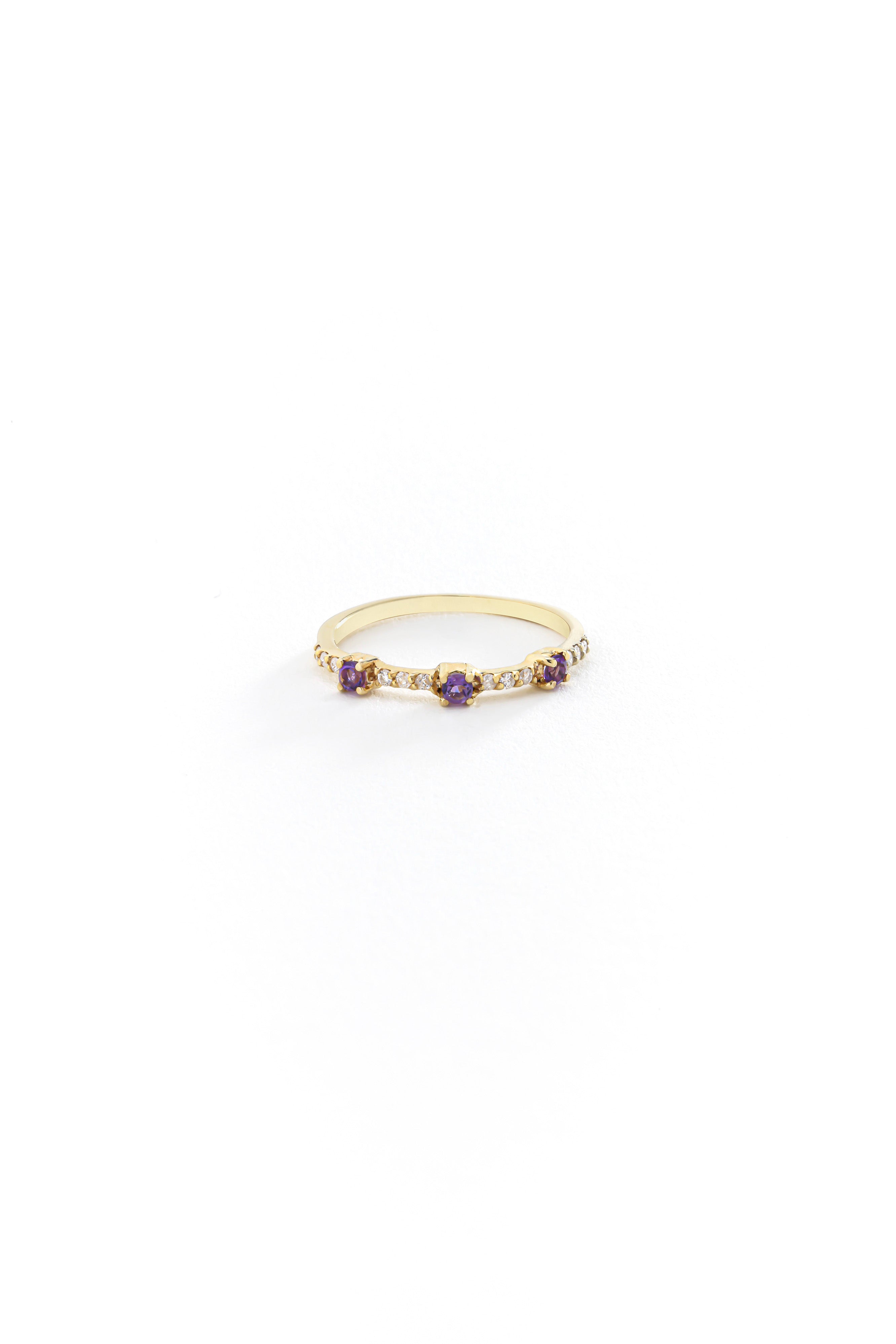 14k Gold Dainty Violet Amethyst Ring