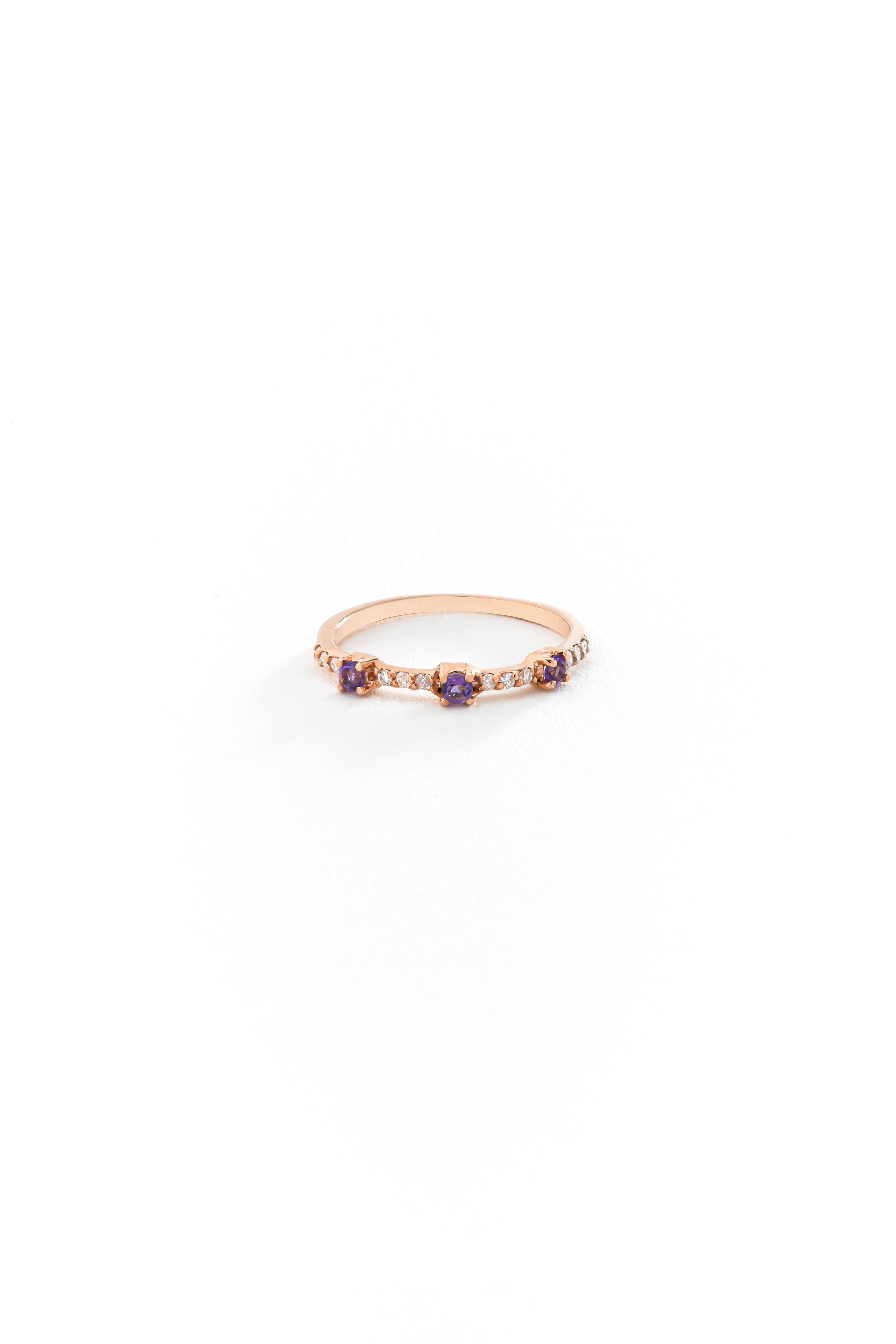 14k Gold Dainty Violet Amethyst Ring