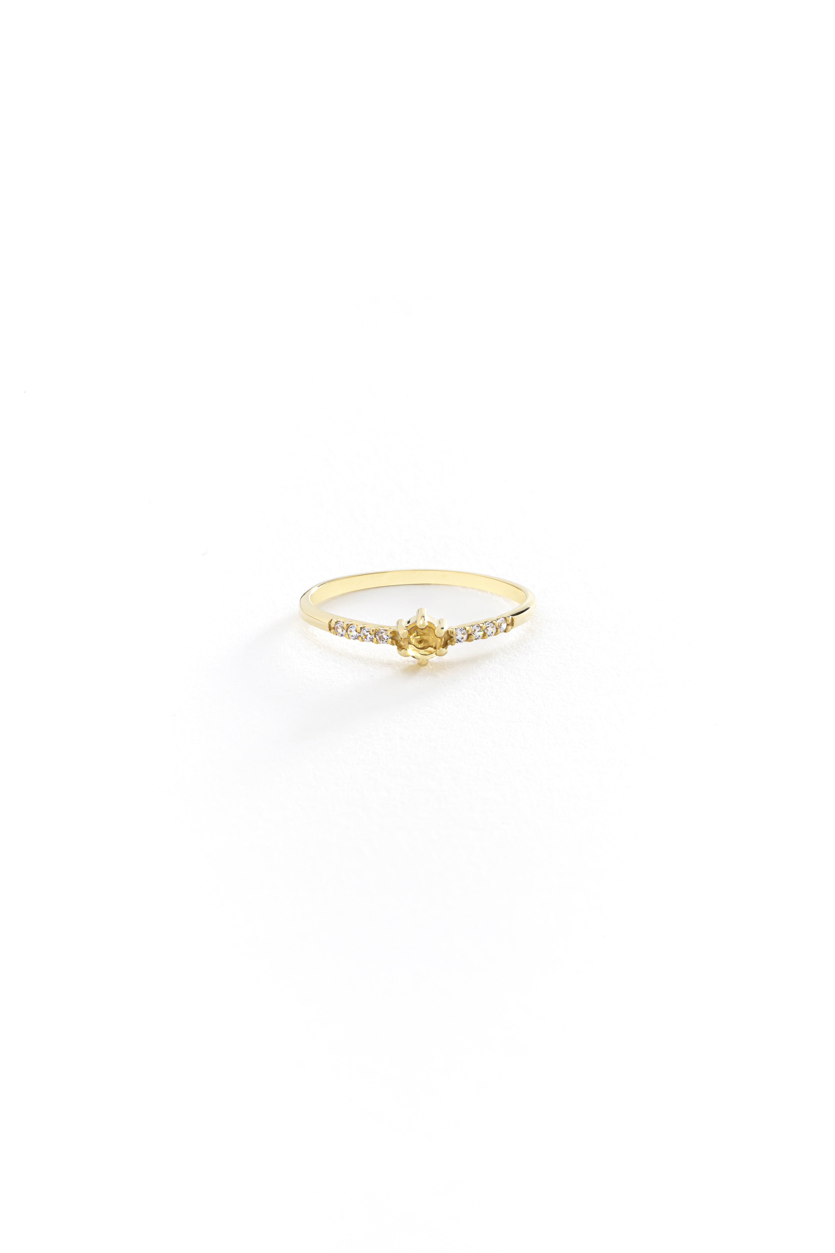 14k Gold Dainty Citrine Ring