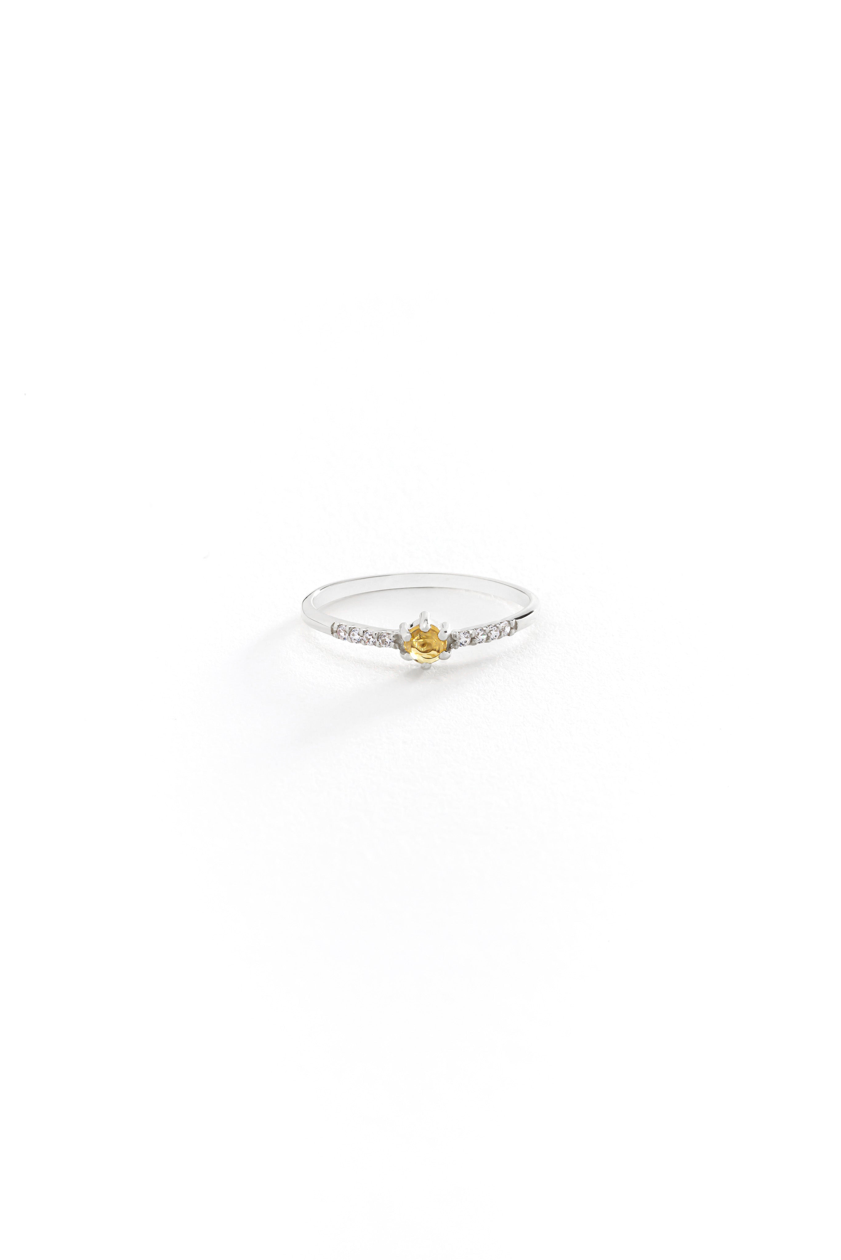 14k Gold Dainty Citrine Ring