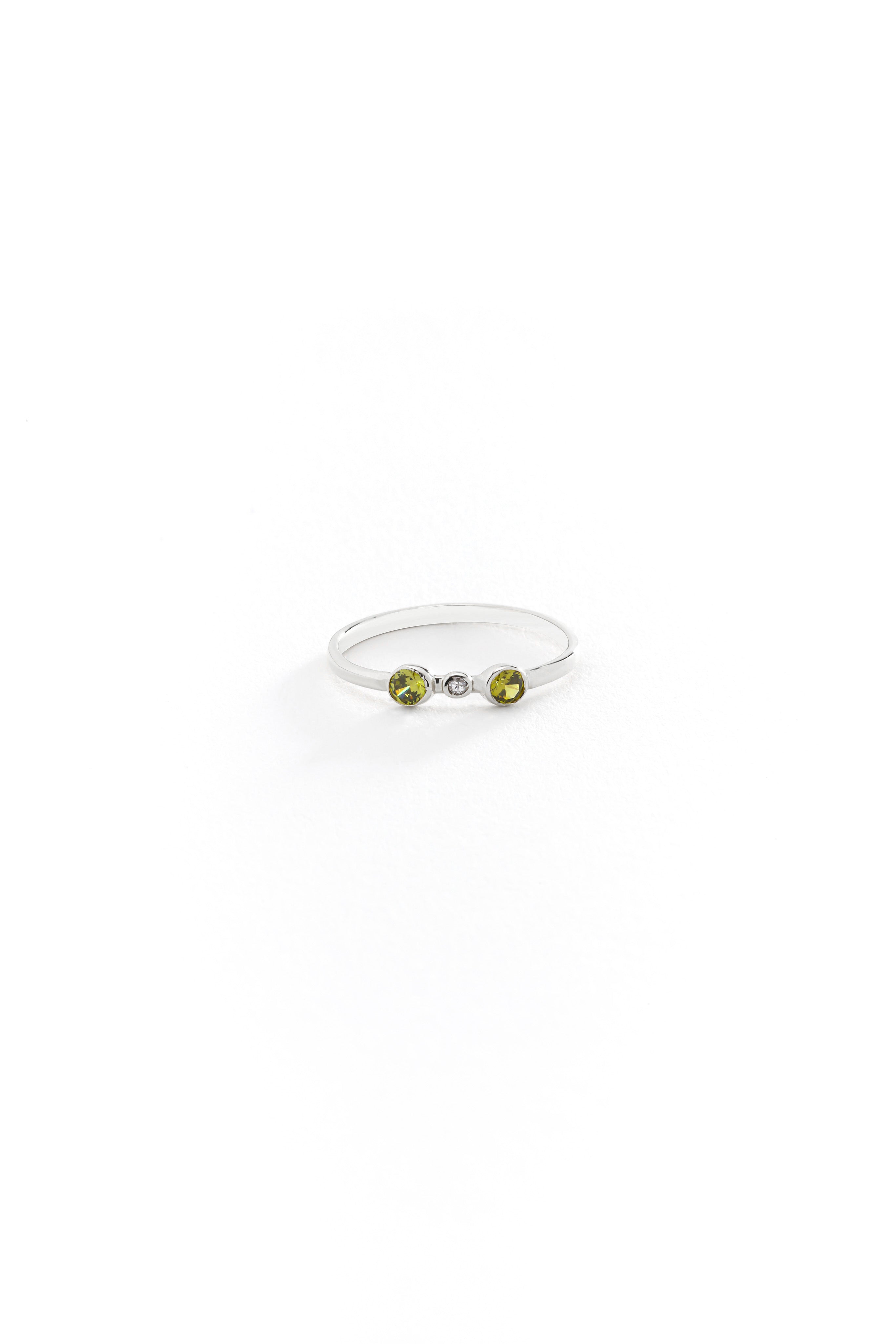 14k Gold Round Green Peridot Ring