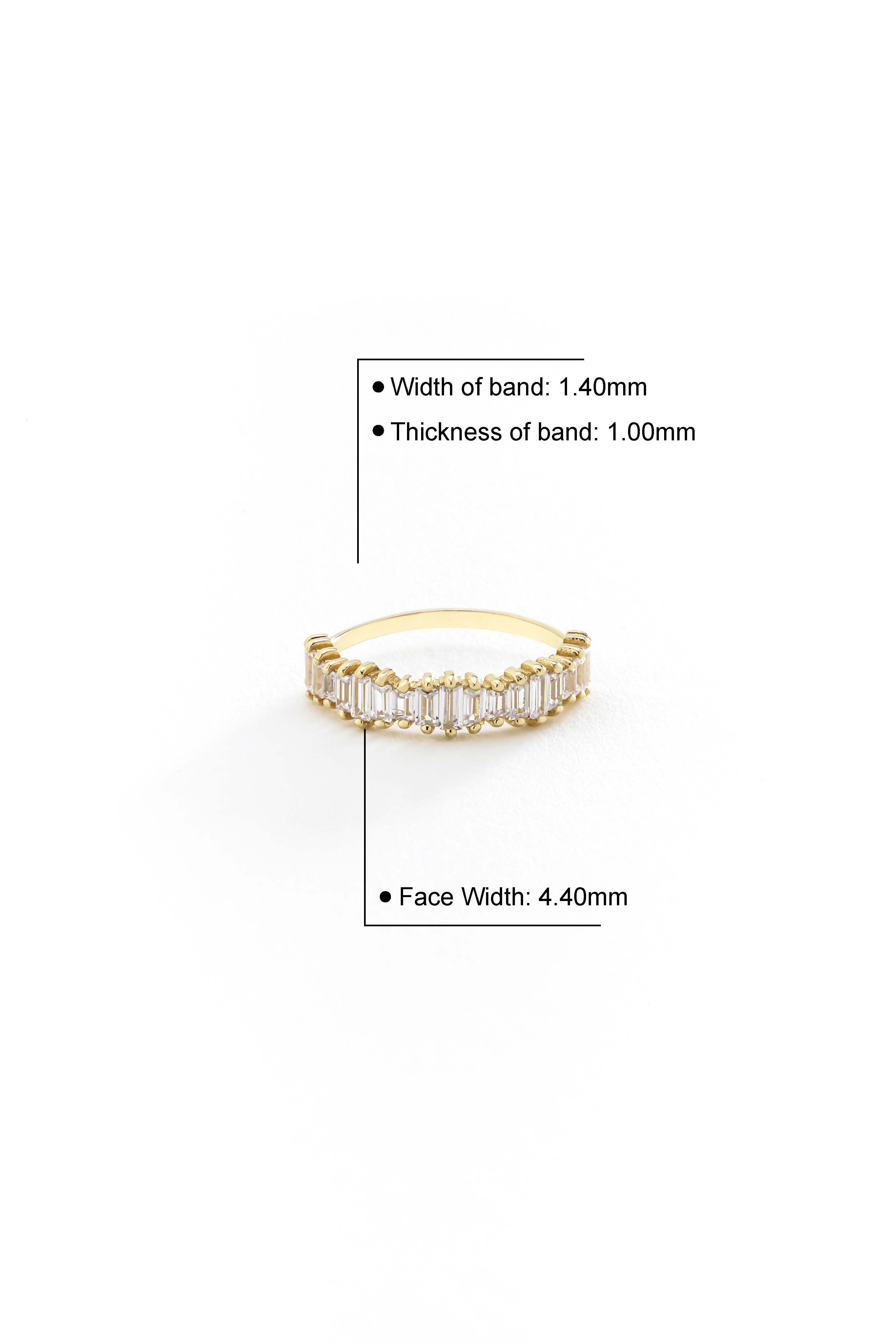 14k Gold Celestial Arc Baguette Ring