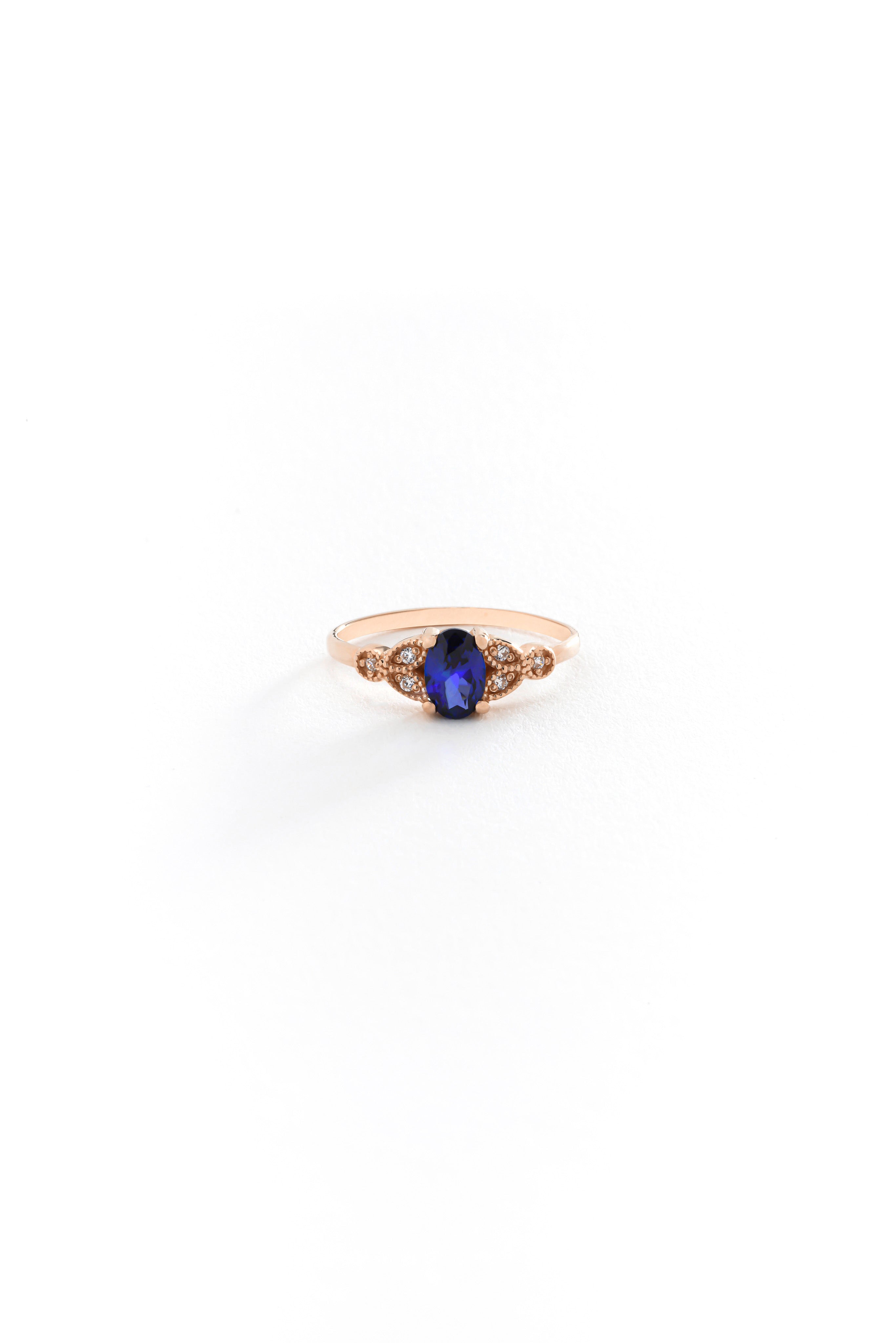14k Gold Eternal Blue Sapphire Ring