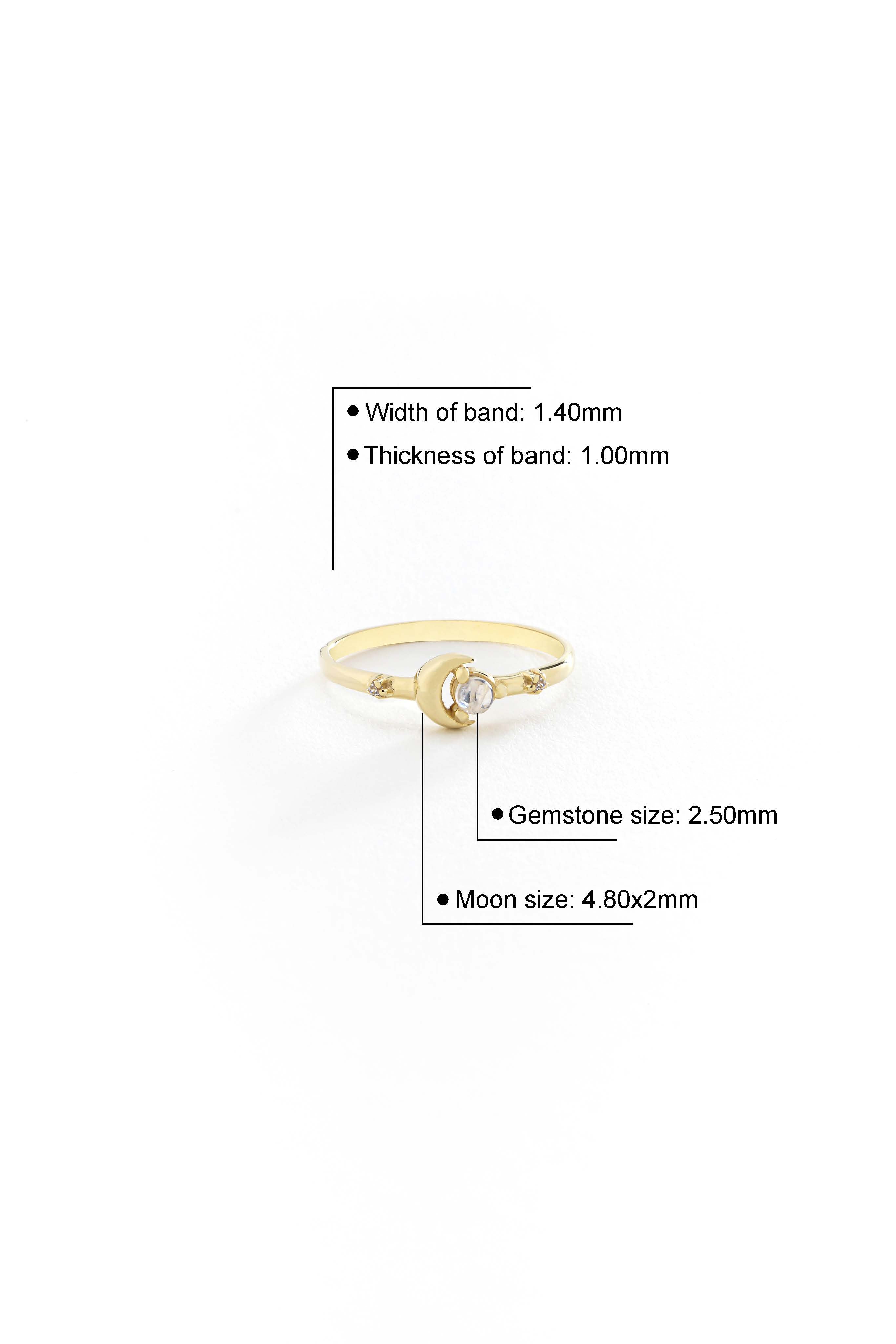 14k Gold Luna Charm Ring