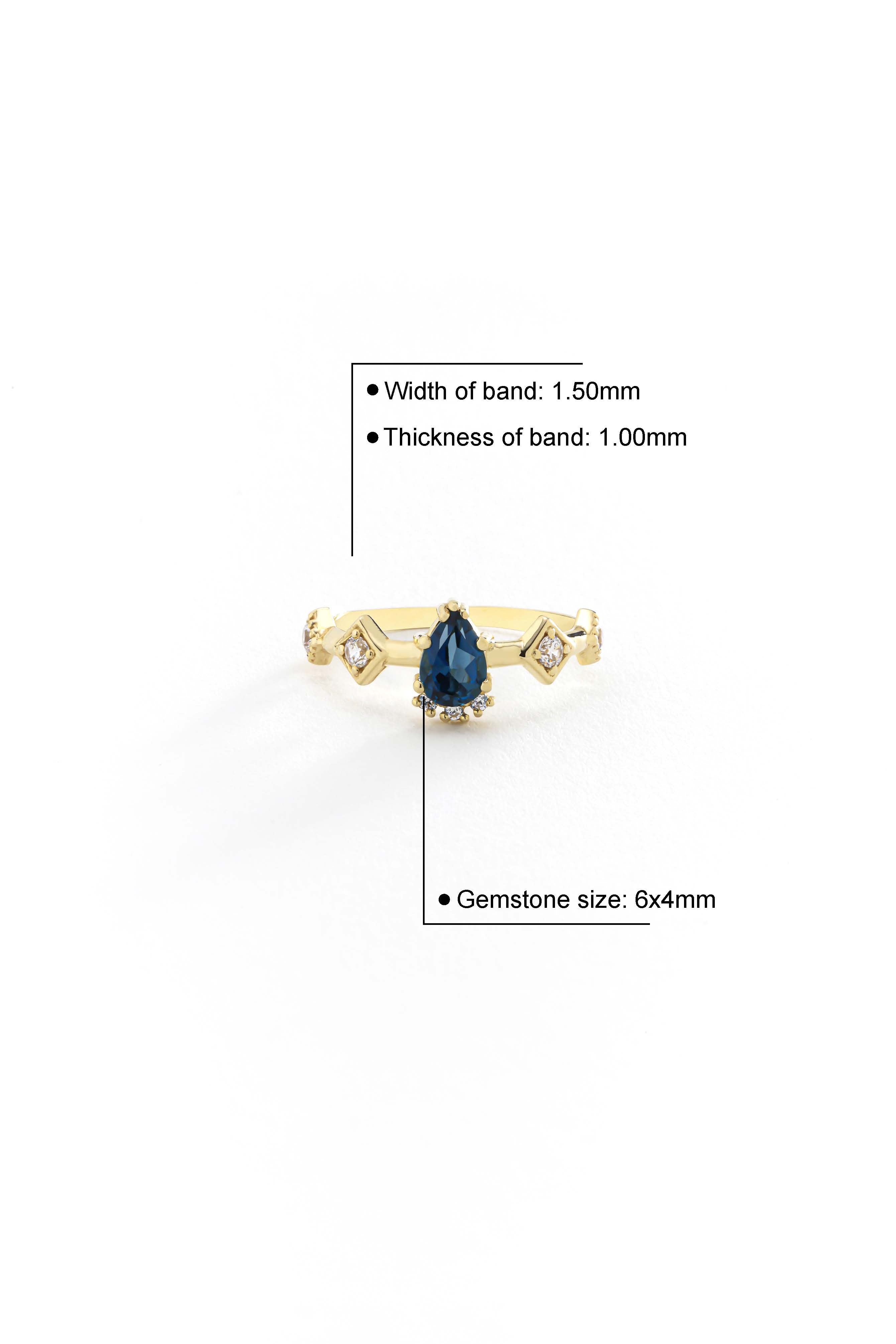 14k Gold Noble Crown Sapphire Ring