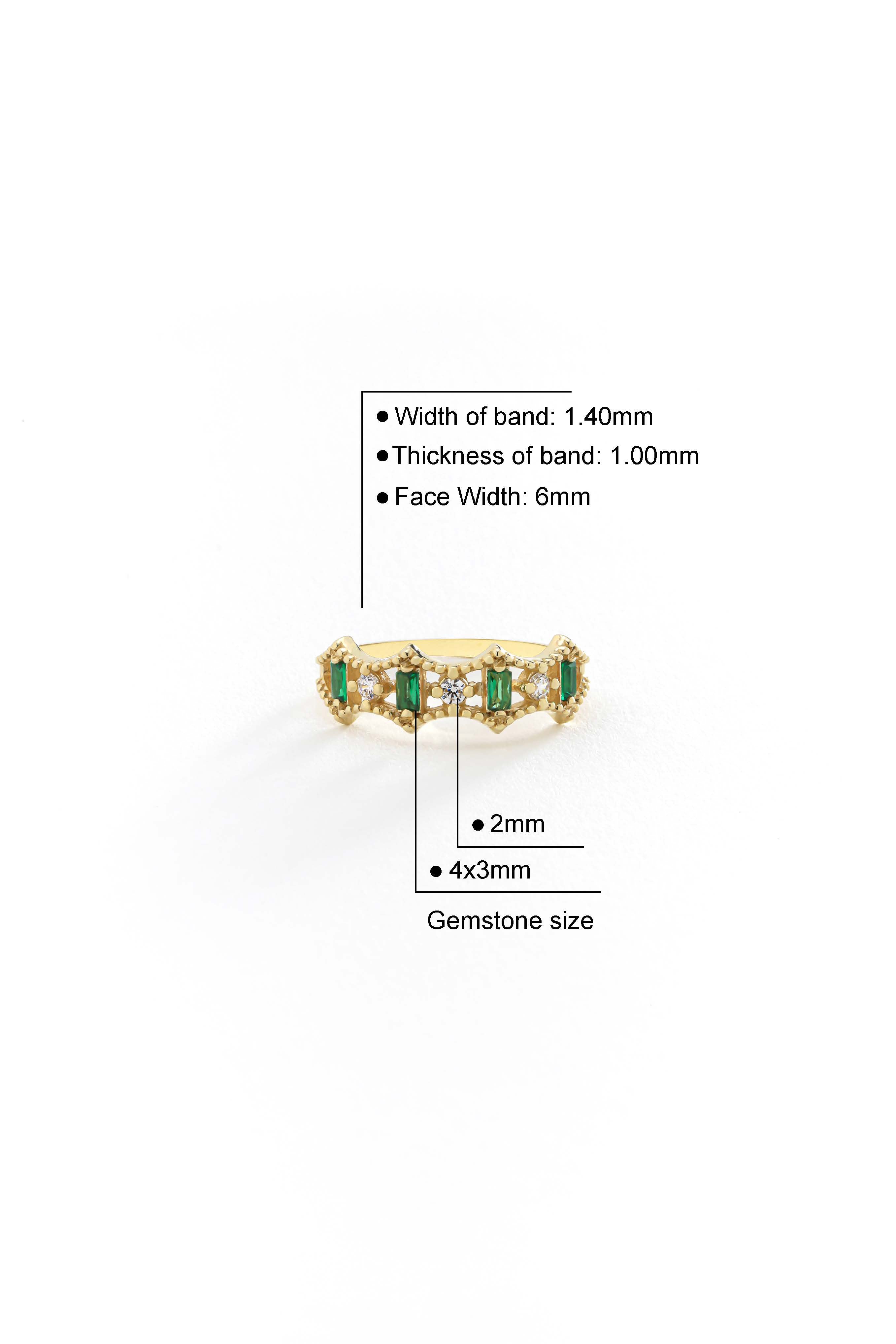 14k Gold Verdant Tiara Emerald Ring