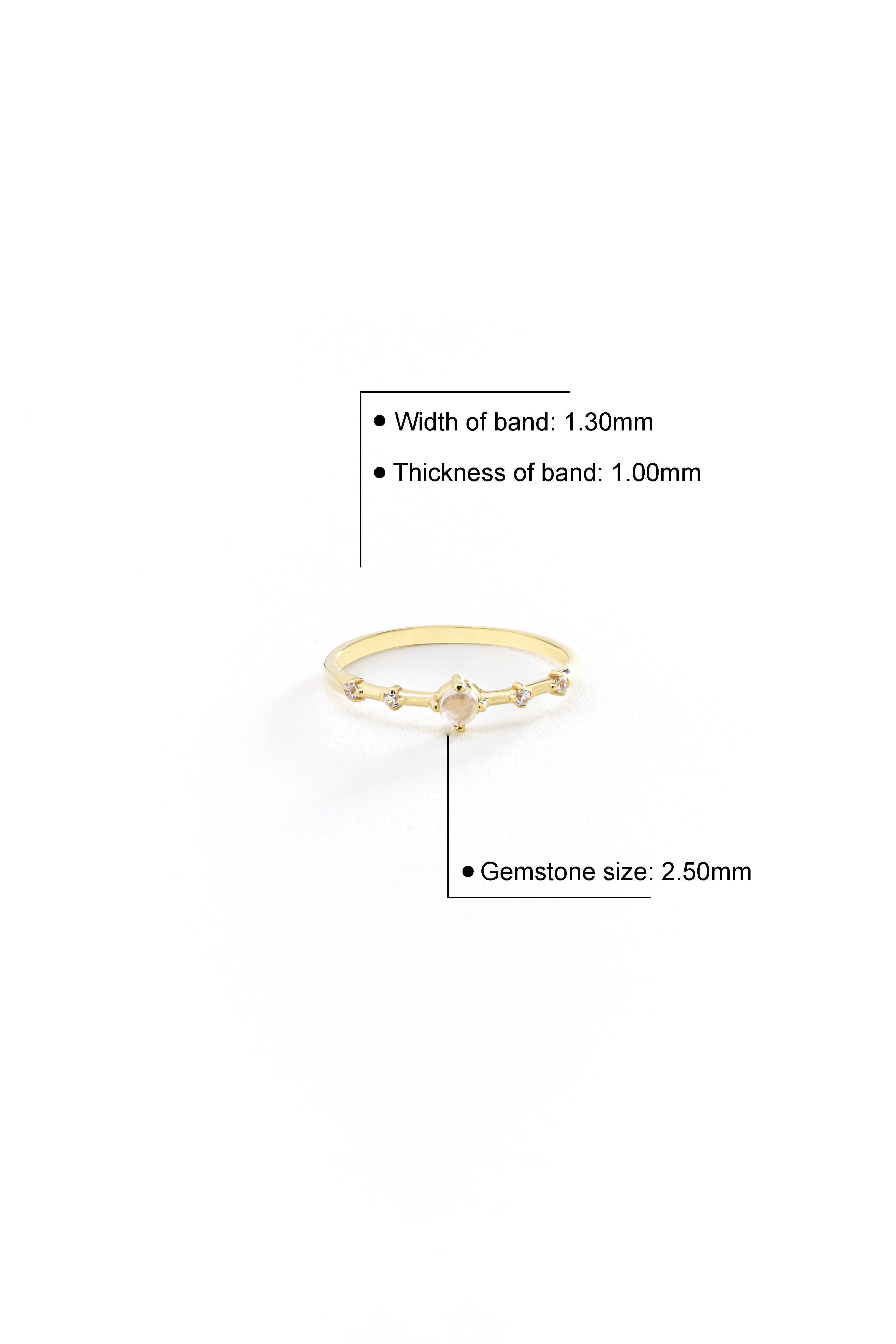 14k Gold Moonstone Dainty Ring