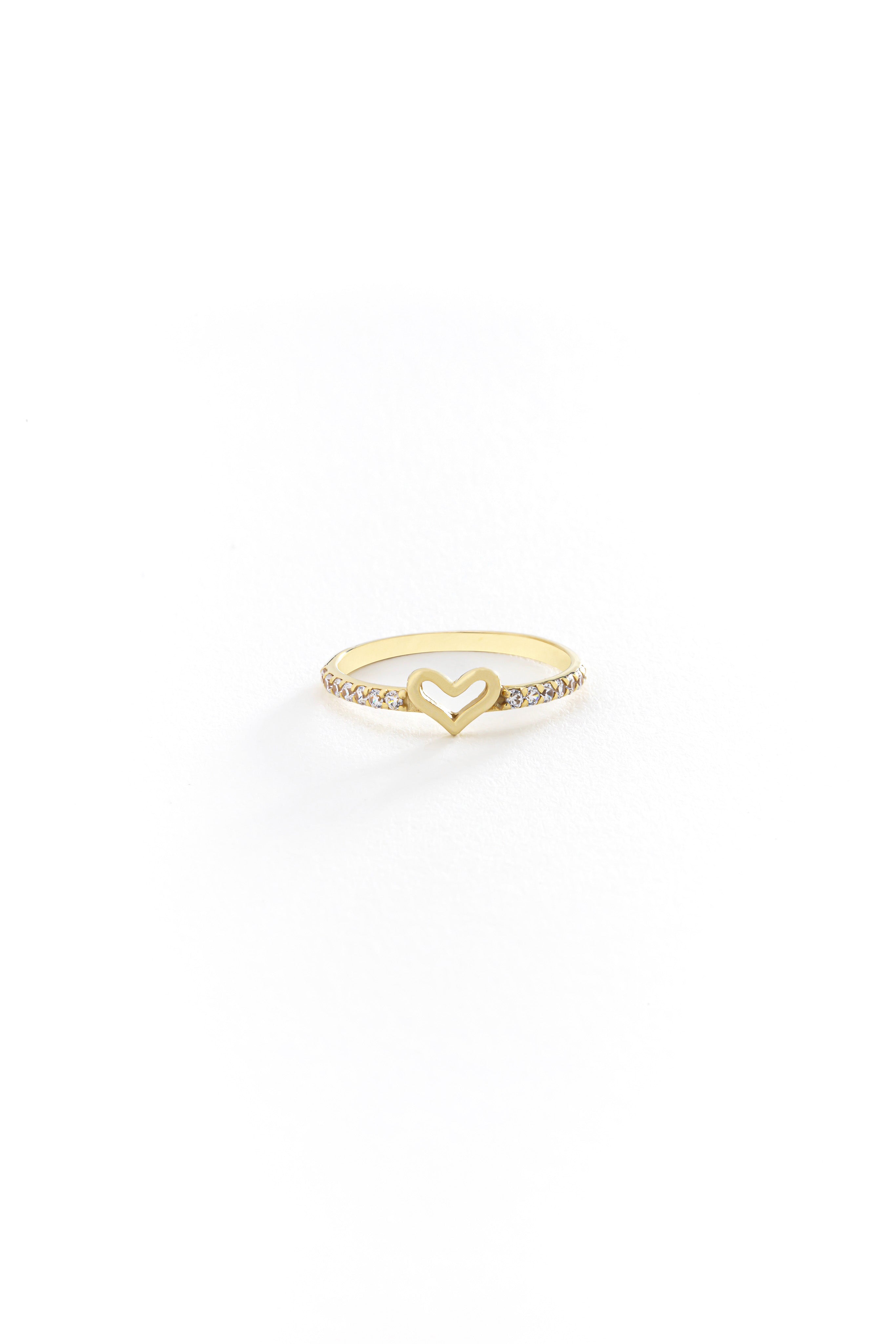 14k Gold Halo Heart Ring