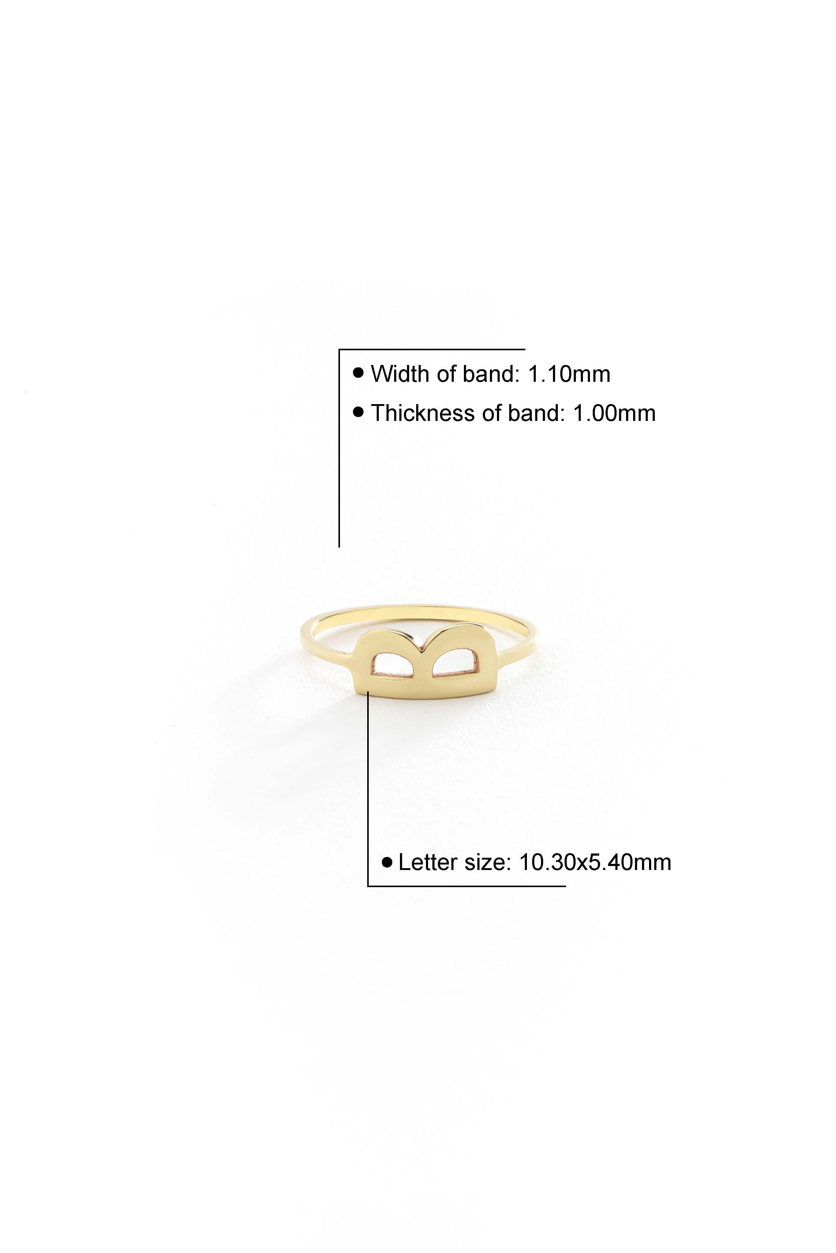 14k Gold Solid Initial Ring