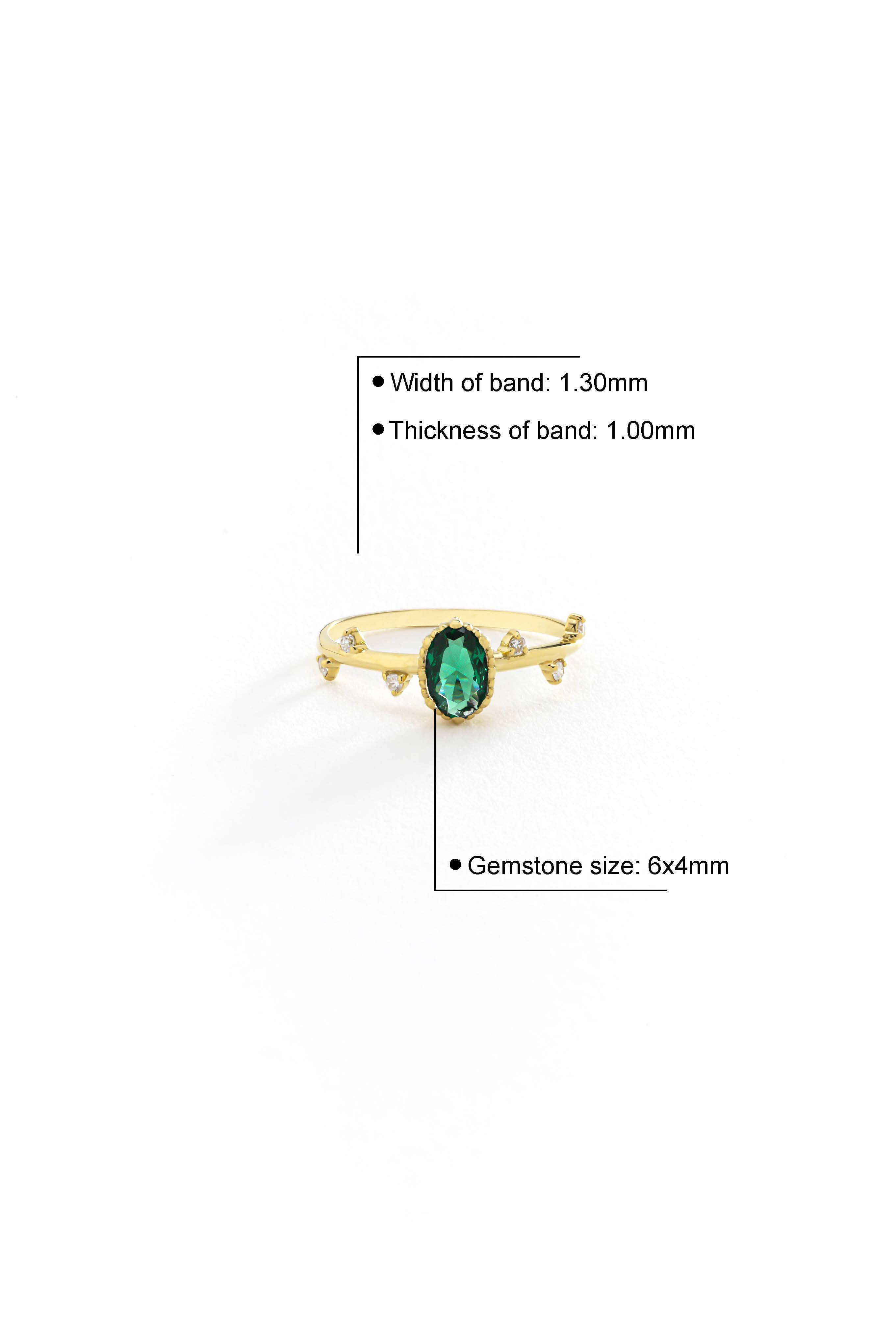14k Gold Oval Emerald Stacking Ring