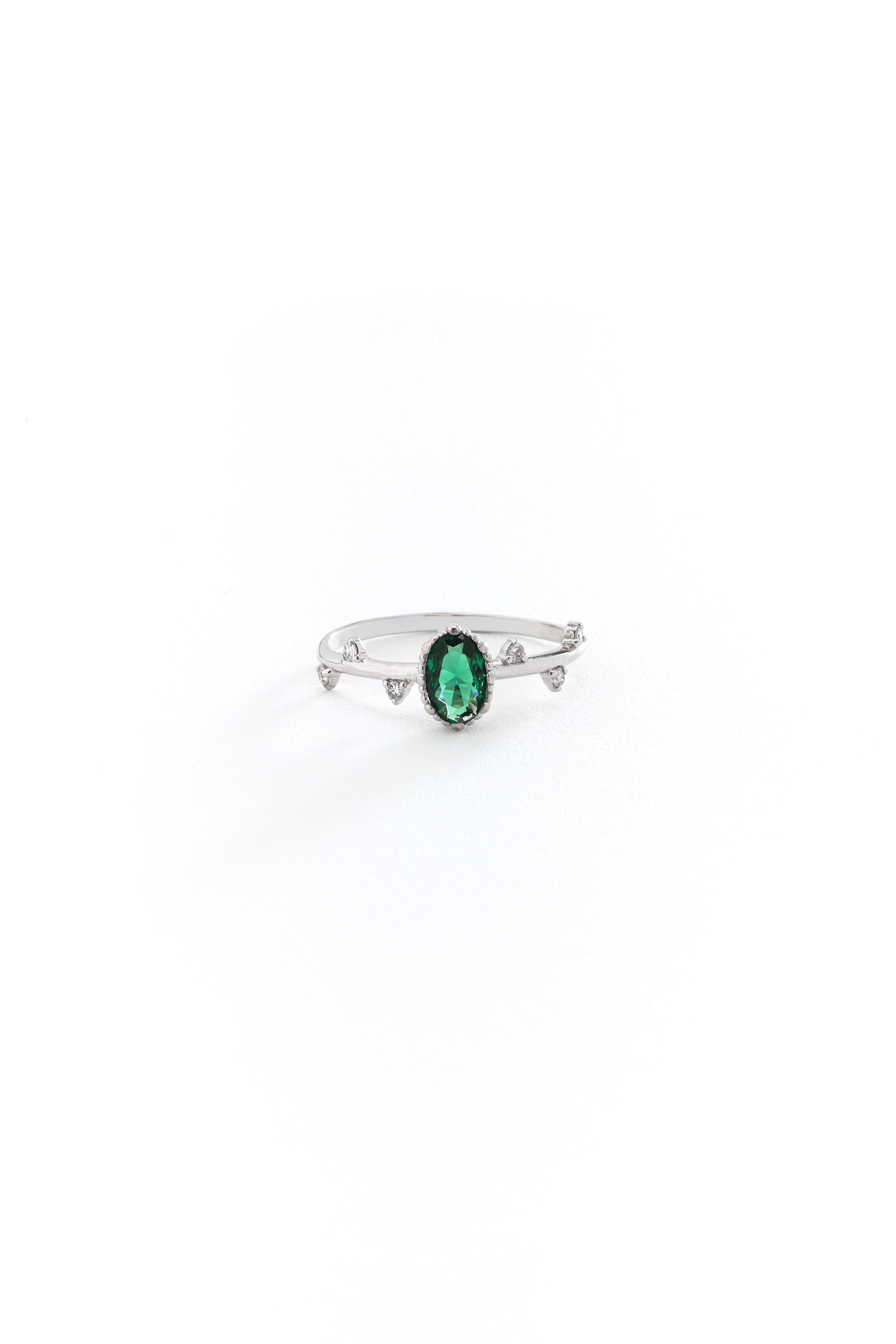 14k Gold Oval Emerald Stacking Ring